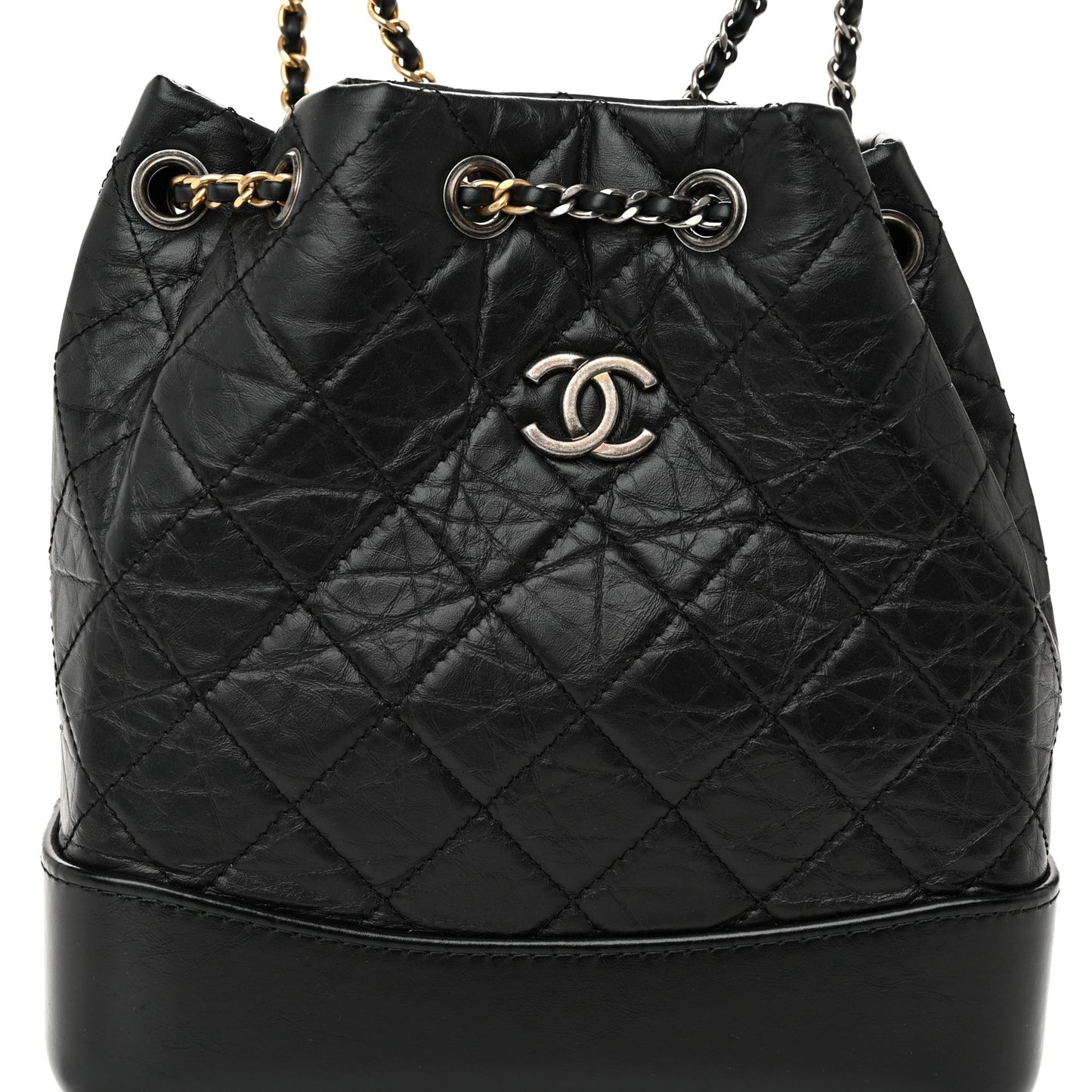 Aged Calfskin Quilted Small Gabrielle Backpack Black