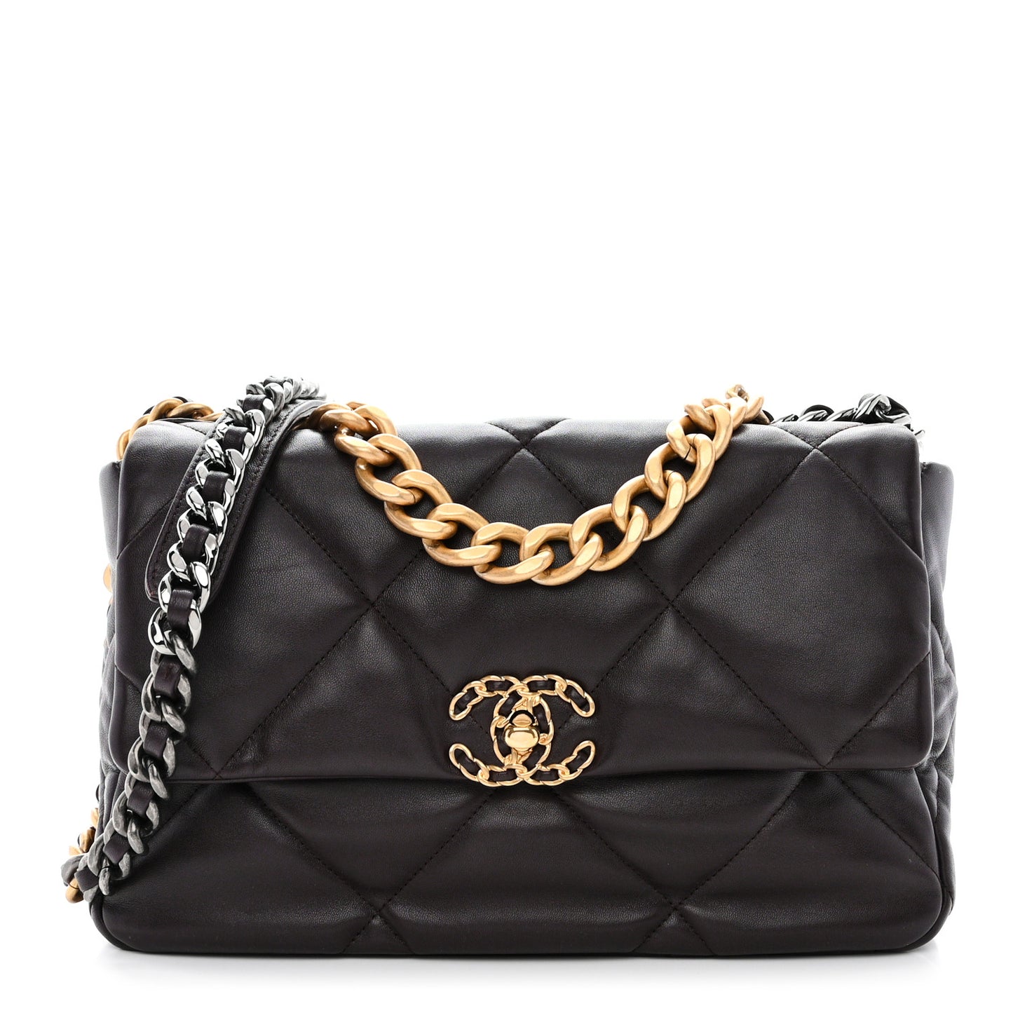 Lambskin Quilted Large Chanel 19 Flap Dark Brown