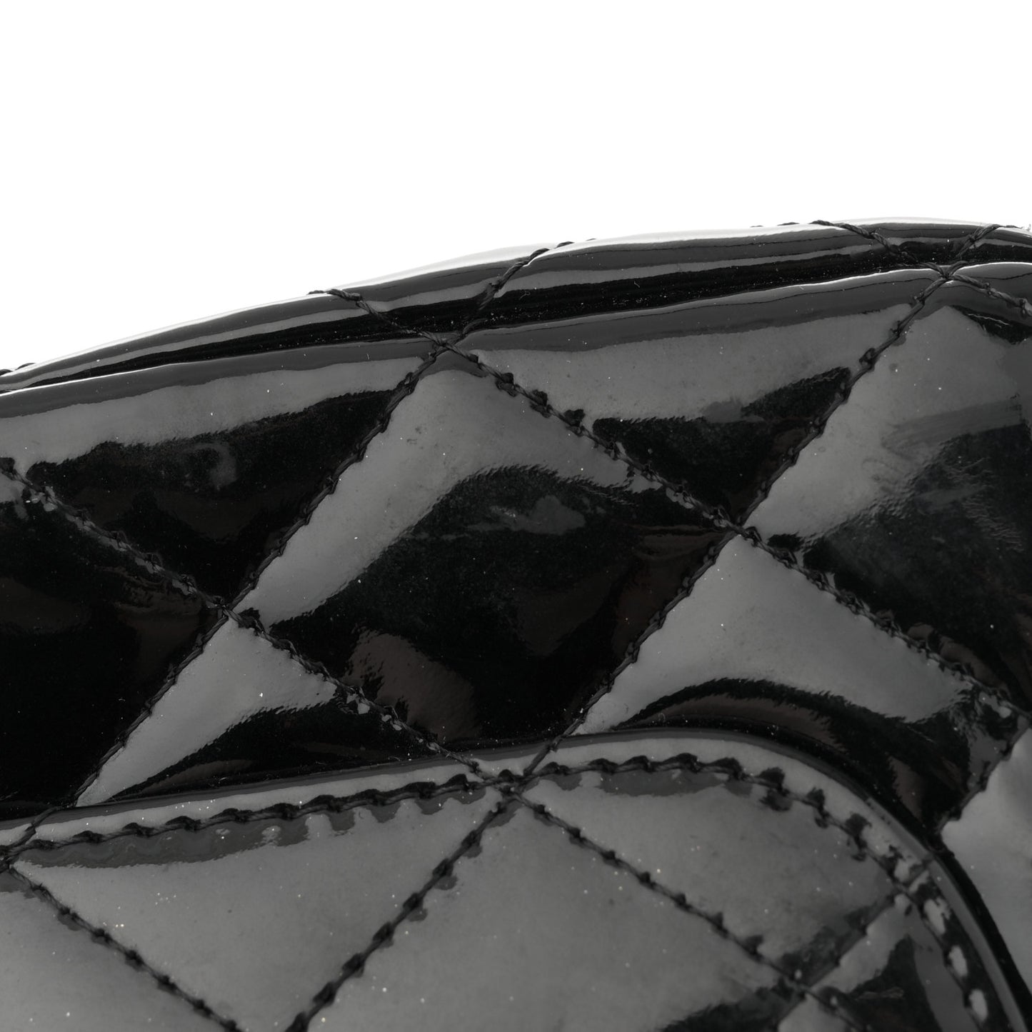 Patent Calfskin Quilted Mini Rectangular Flap Black