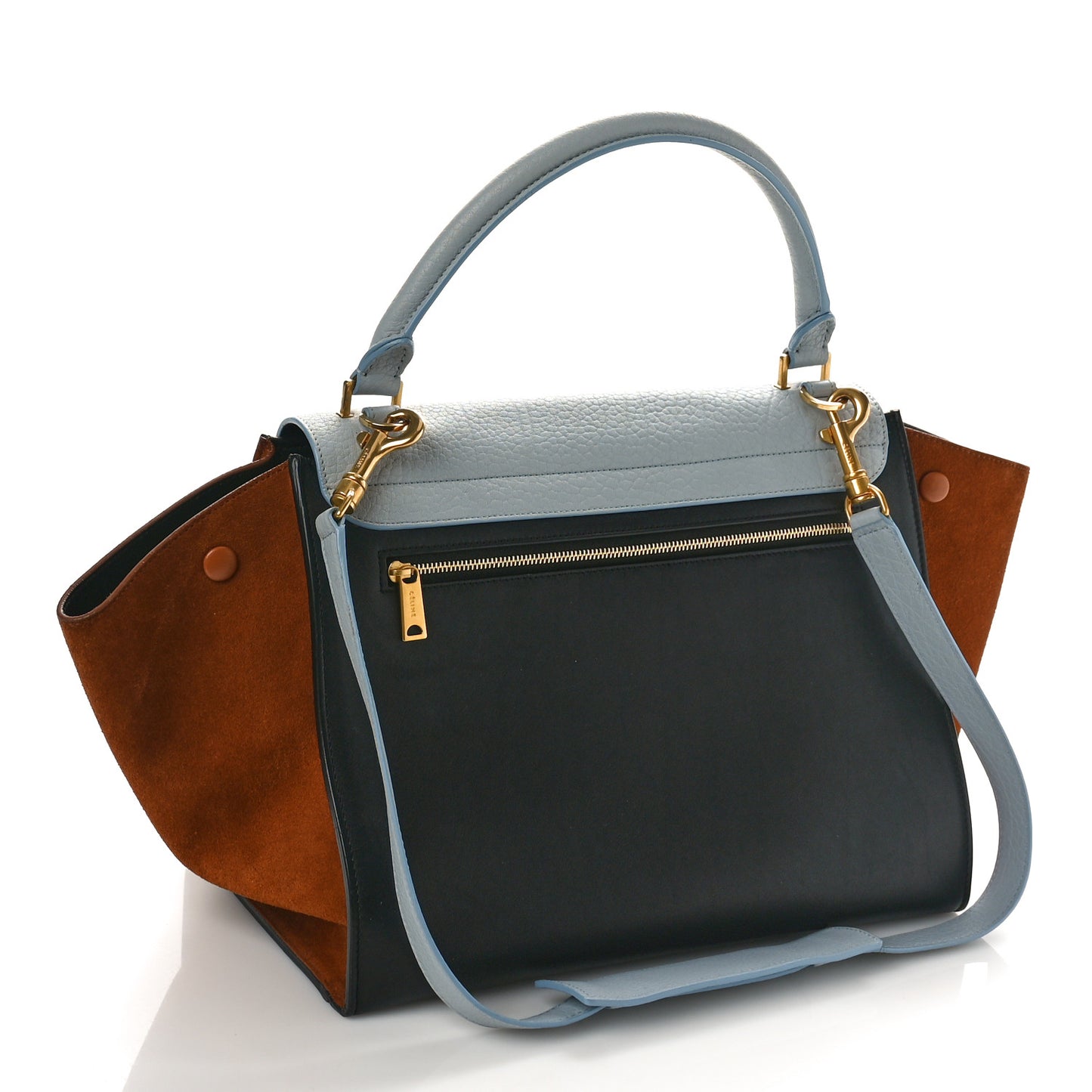 Velluto Calfskin Suede Medium Tri-Color Trapeze Light Blue