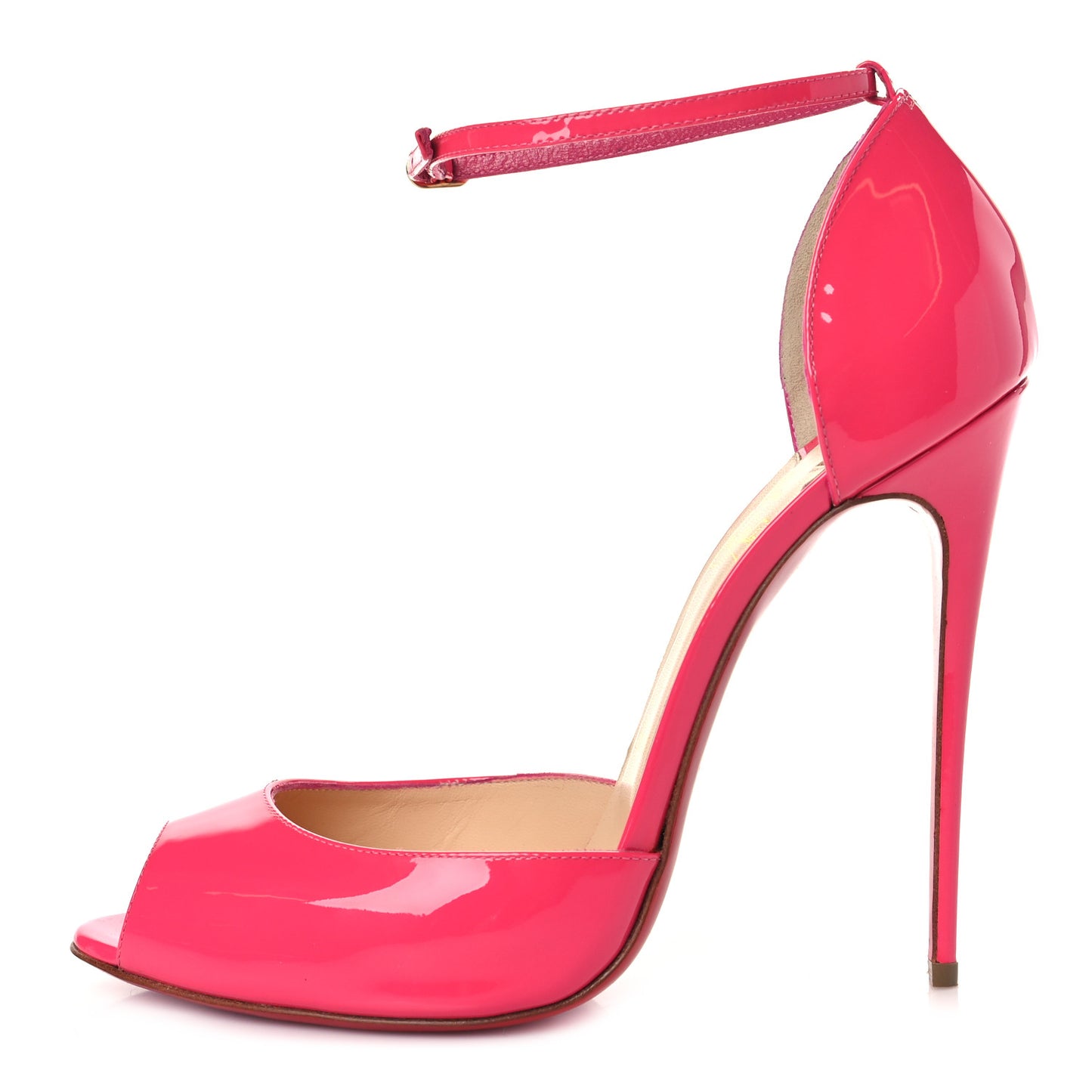 Patent Ankle Strap Sandals 40 Pink
