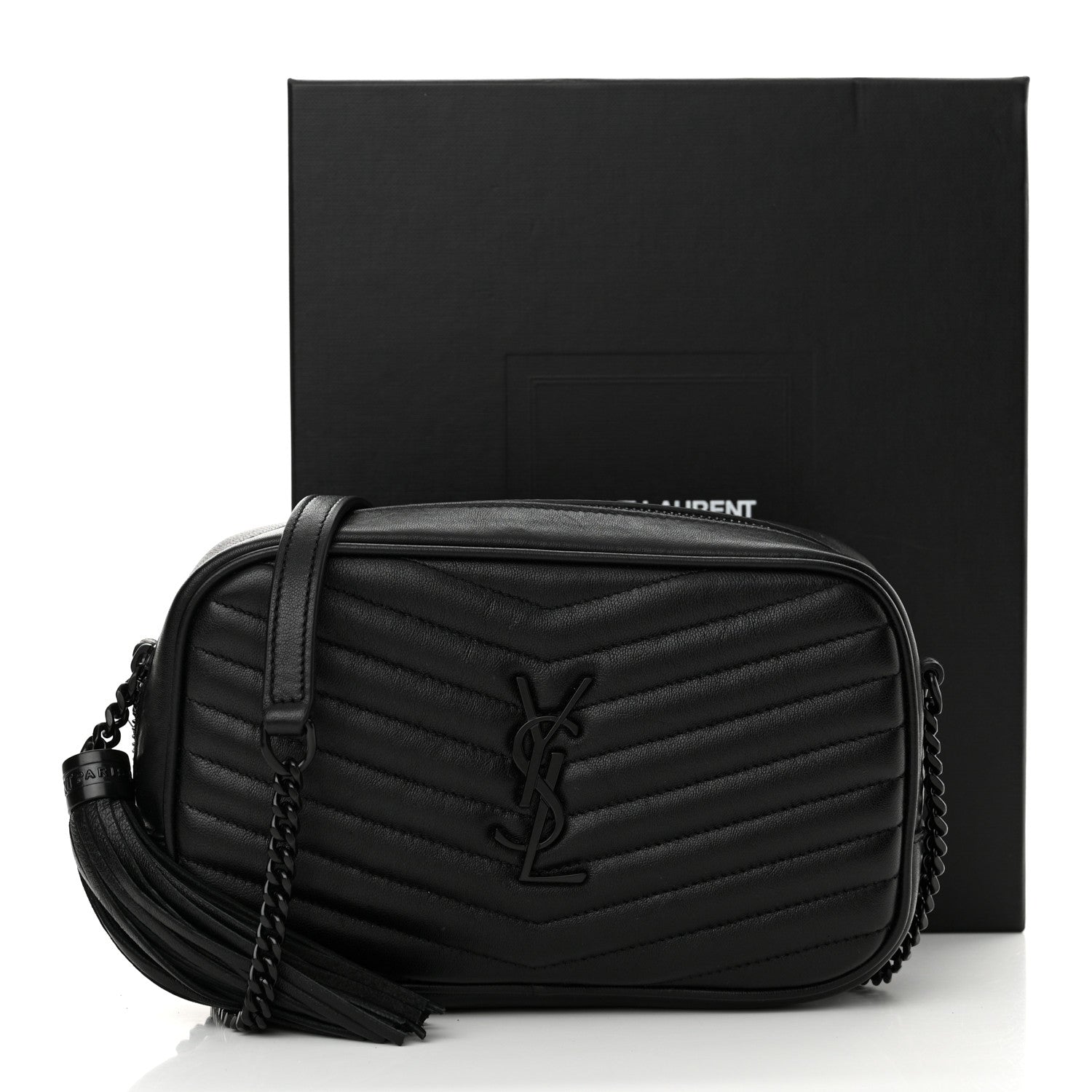 Saint Laurent Calfskin Matelasse Monochrome Monogram Mini Lou Camera Bag Black 10 of 10