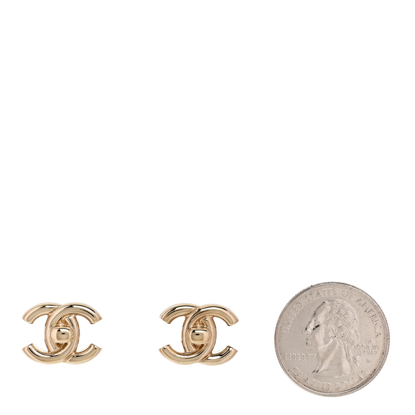 Metal CC Turnlock Earrings Gold