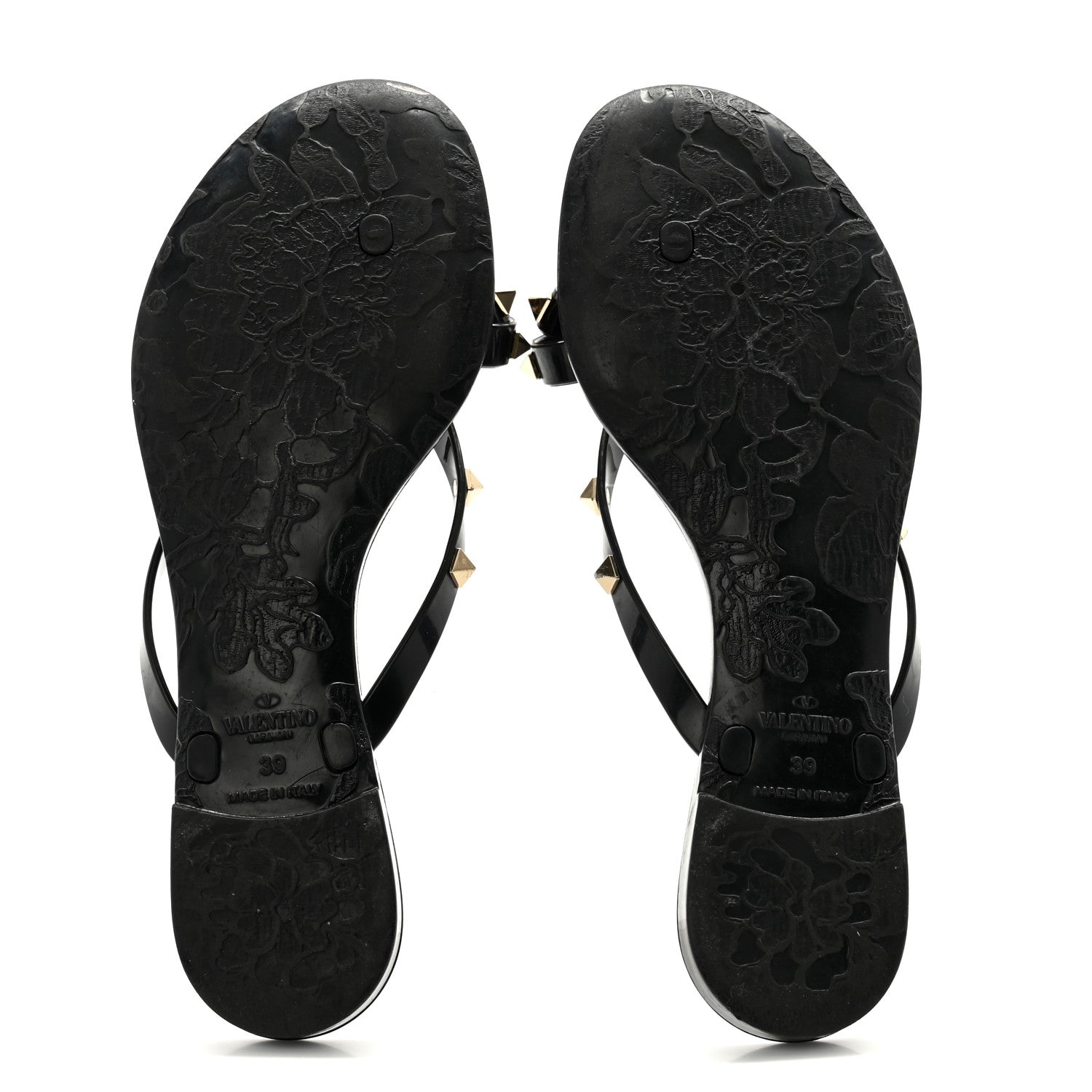 Valentino Garavani PVC Jelly Rockstud Bow Thong Sandals 39 Black 5 of 12