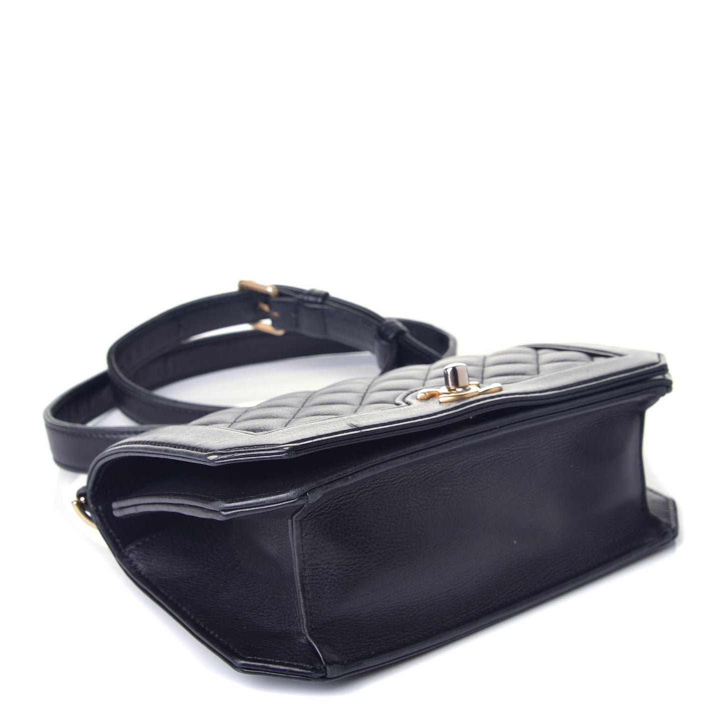 Calfskin Quilted Small Flap Black