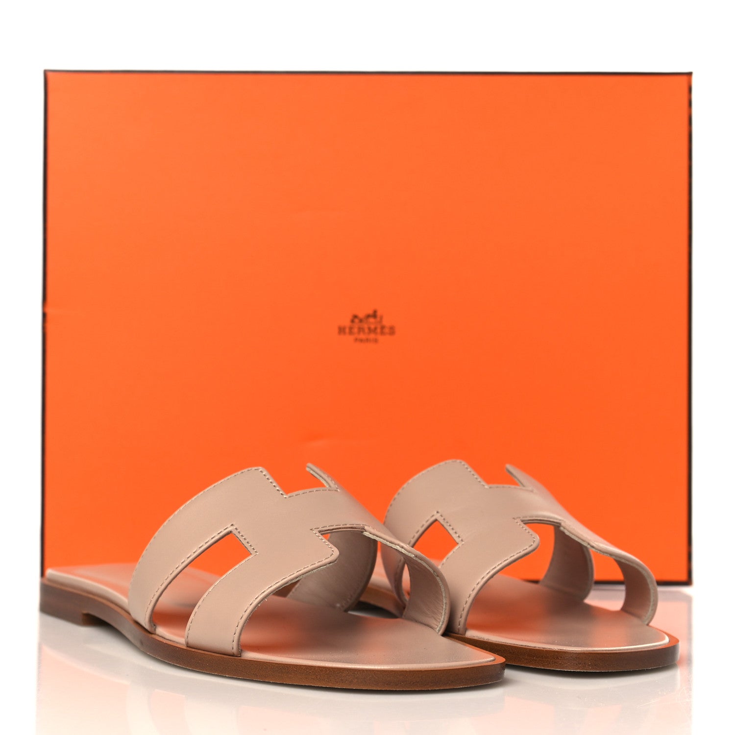Hermes Box Calfskin Oran Sandals 37 Beige Nude 9 of 9