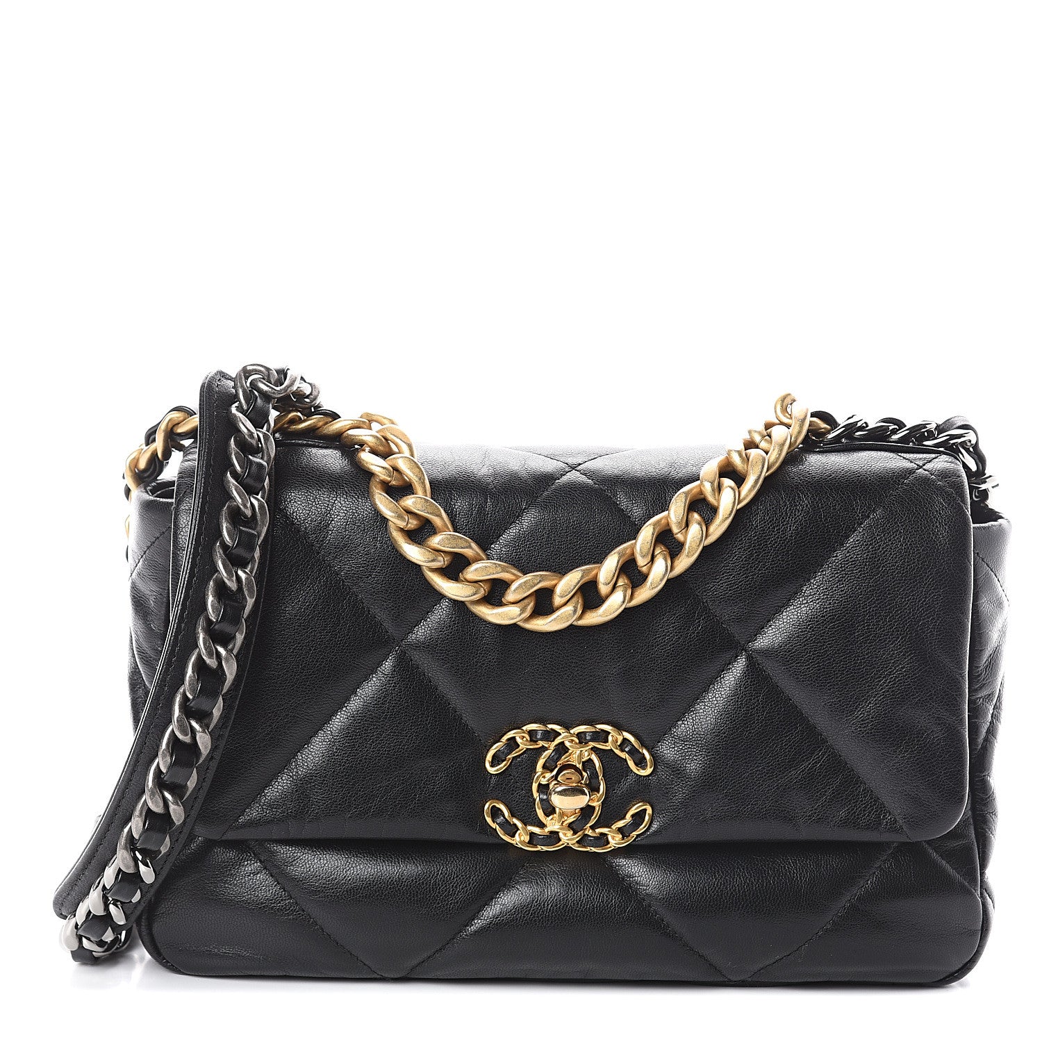 Chanel Lambskin Quilted Medium 19 Flap Black 1 of 9