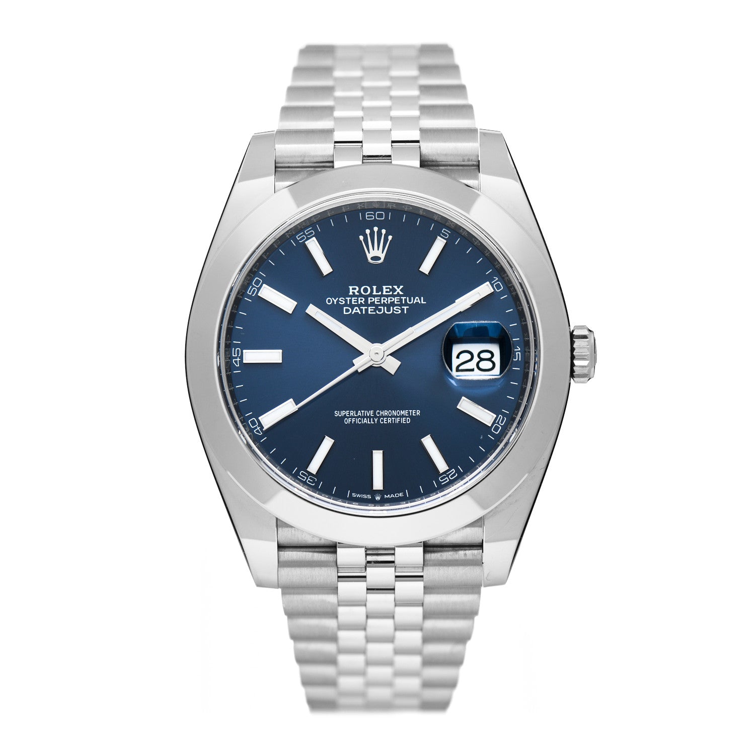 Rolex Stainless Steel 41mm Oyster Perpetual Datejust Watch Blue 126300 1 of 5