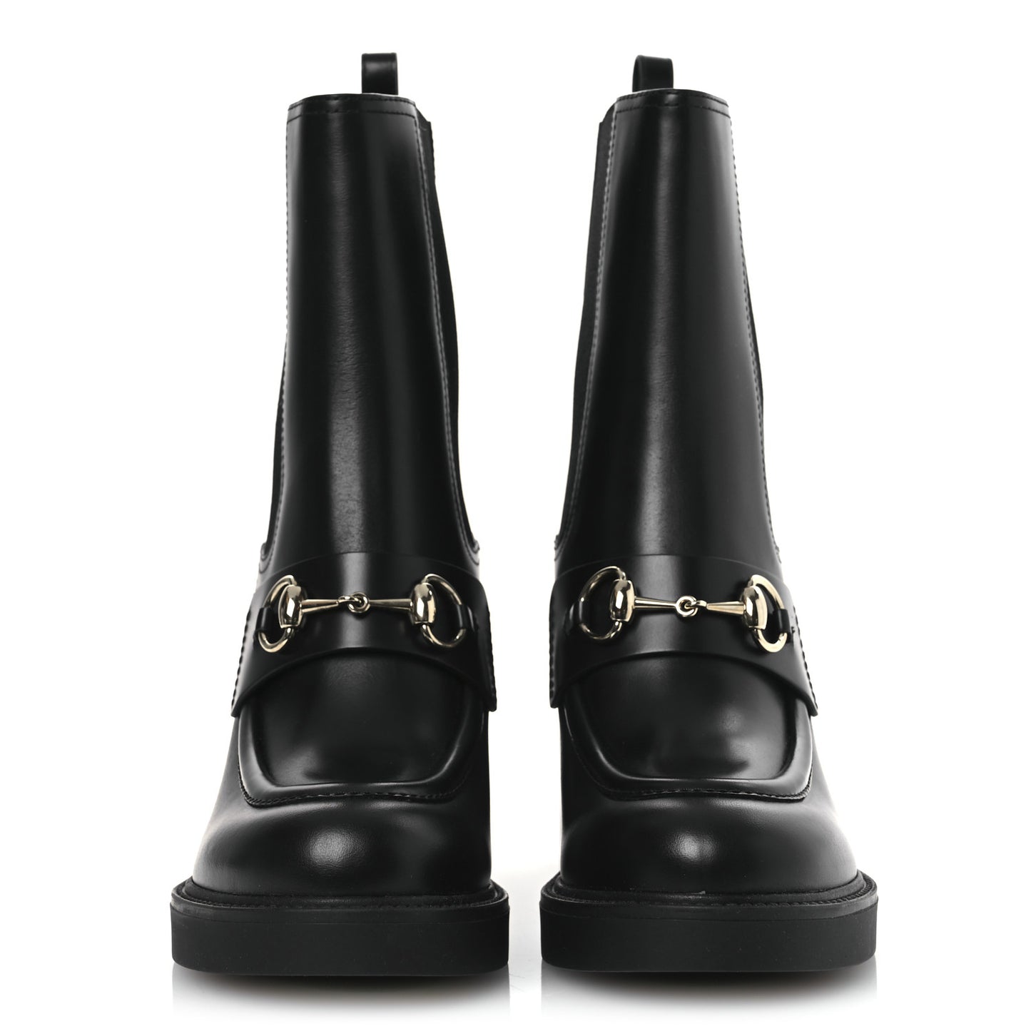 Calfskin Horsebit Ankle Boots 38 Black