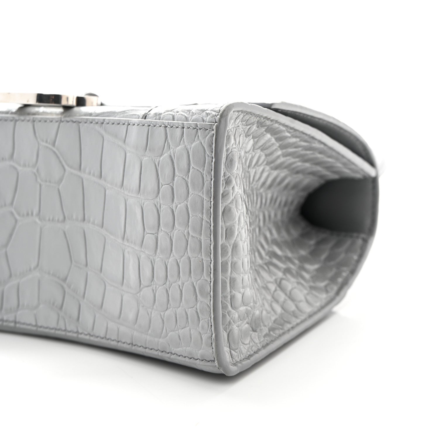 Balenciaga Shiny Calfskin Crocodile Embossed Small Hourglass Top Handle Bag Balenciaga Grey 10 of 10
