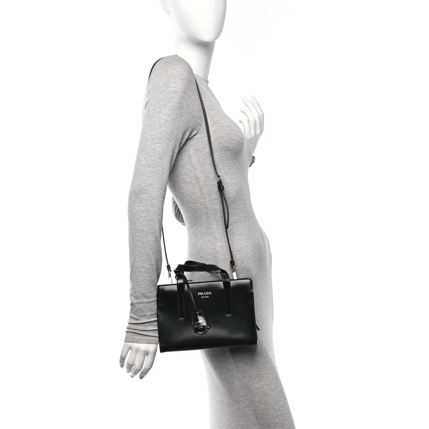 Spazzolato Mini Re-Edition 1995 Double Handle Handbag Black