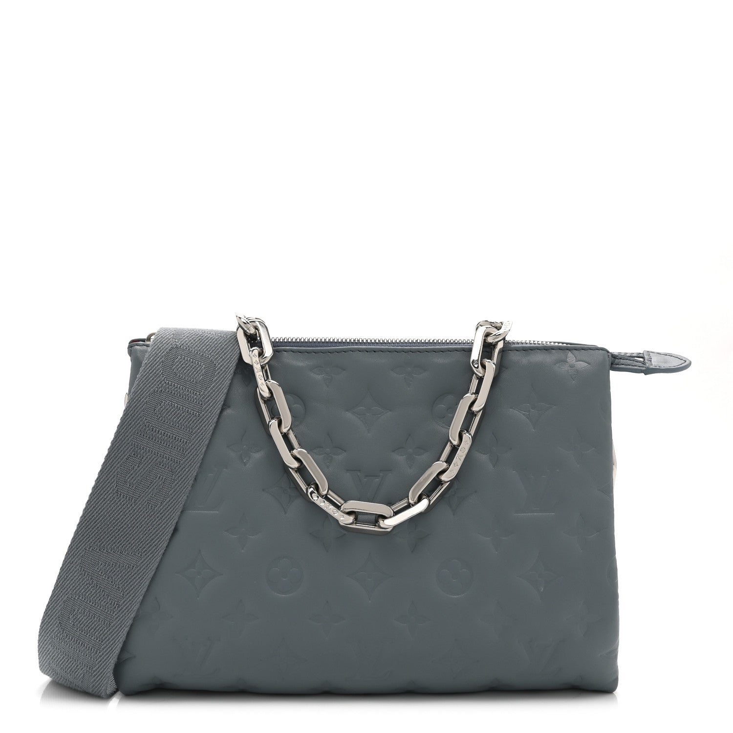 Louis Vuitton Lambskin Embossed Monogram Coussin PM Blue Glacier