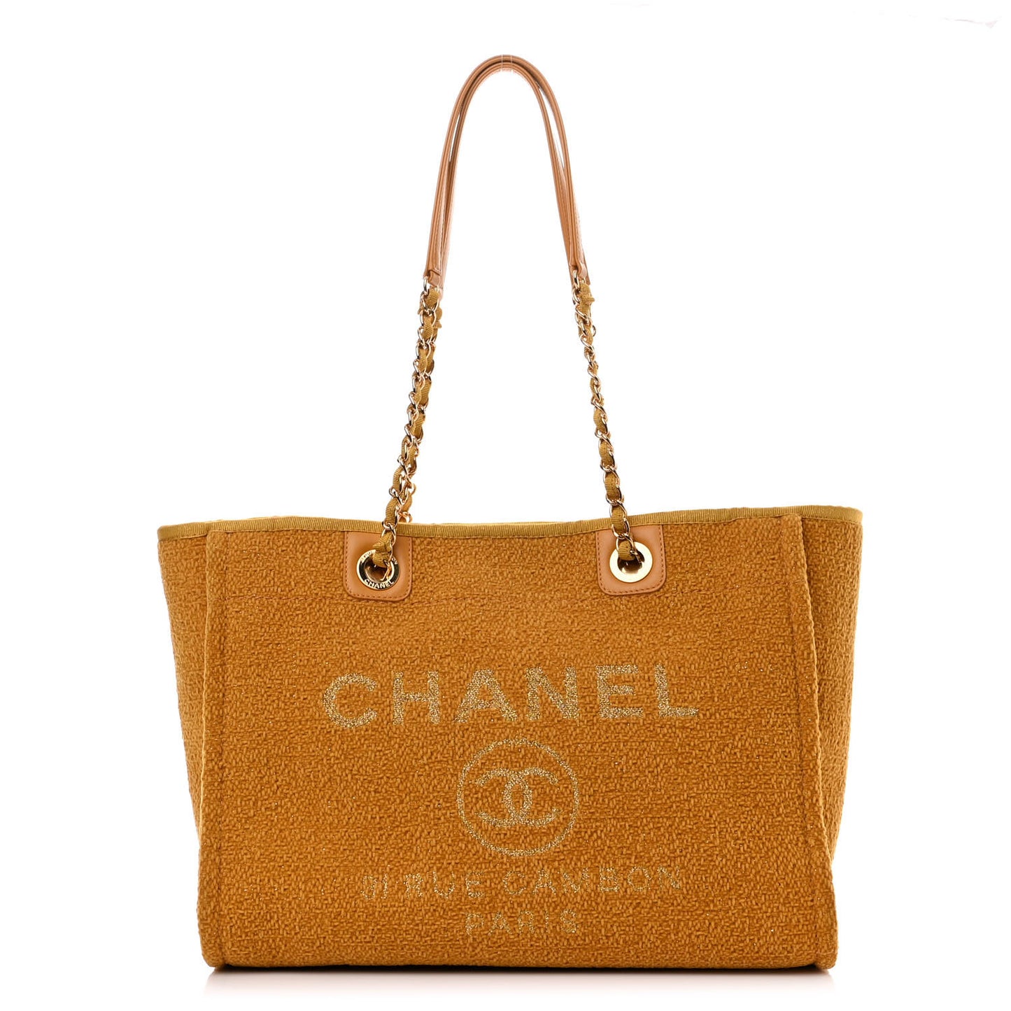 Lurex Canvas Small Deauville Tote Yellow
