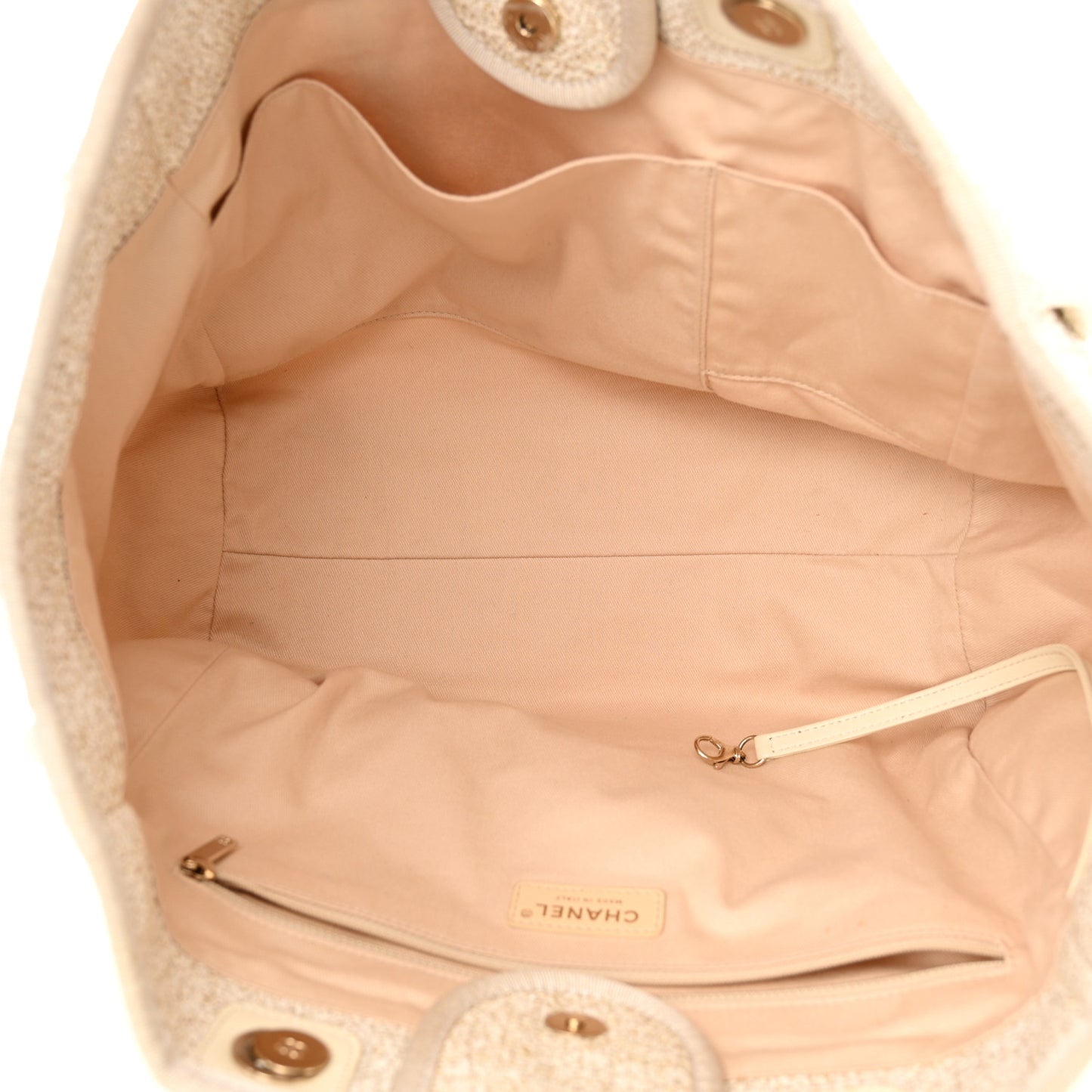 Lurex Boucle Medium Deauville Tote White