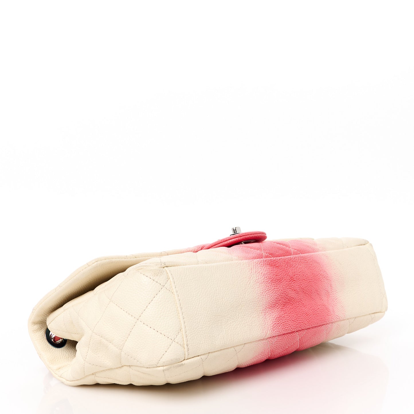 Caviar Quilted Ombre Jumbo Single Flap White Rose Pink