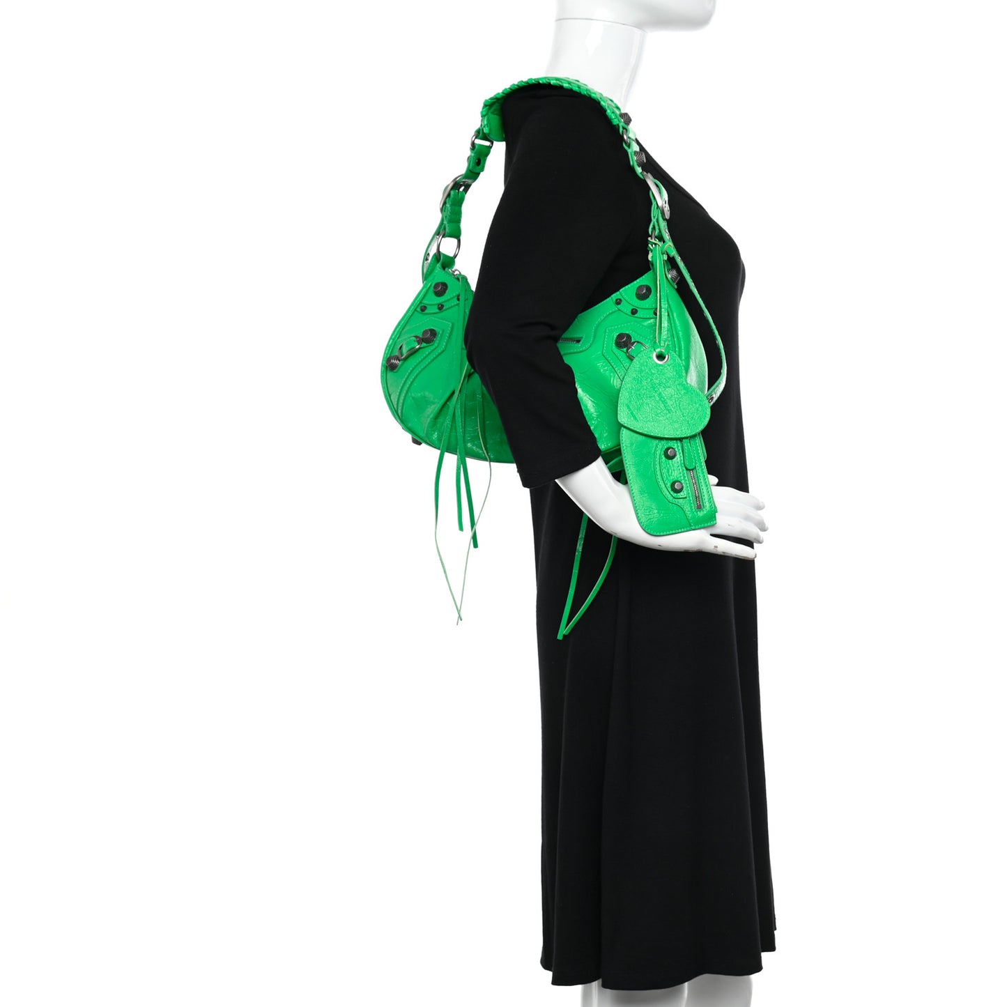 Agneau Arena Small Le Cagole Shoulder Bag Vivid Green
