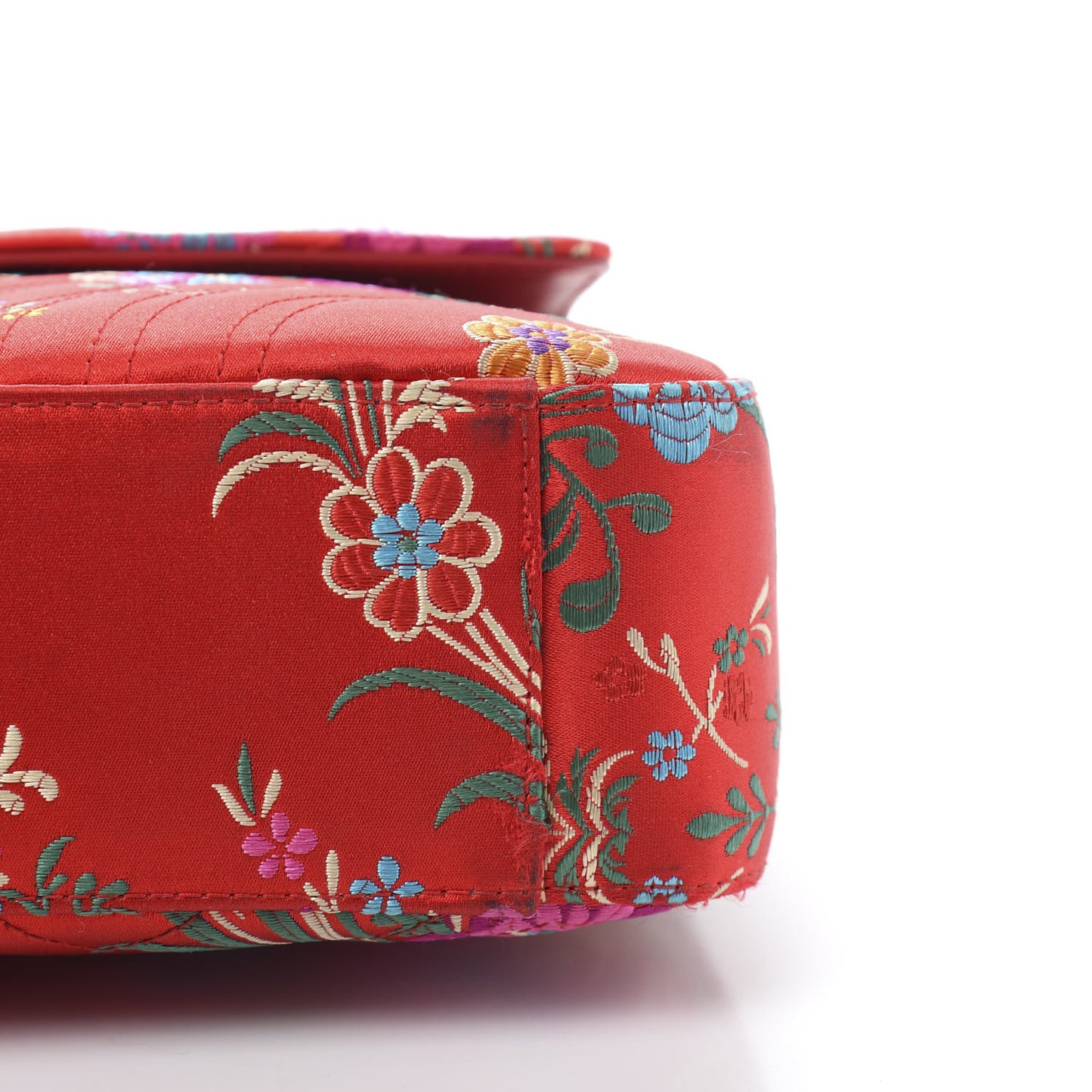 Jacquard Matelasse Floral Medium GG Marmont Shoulder Bag Red