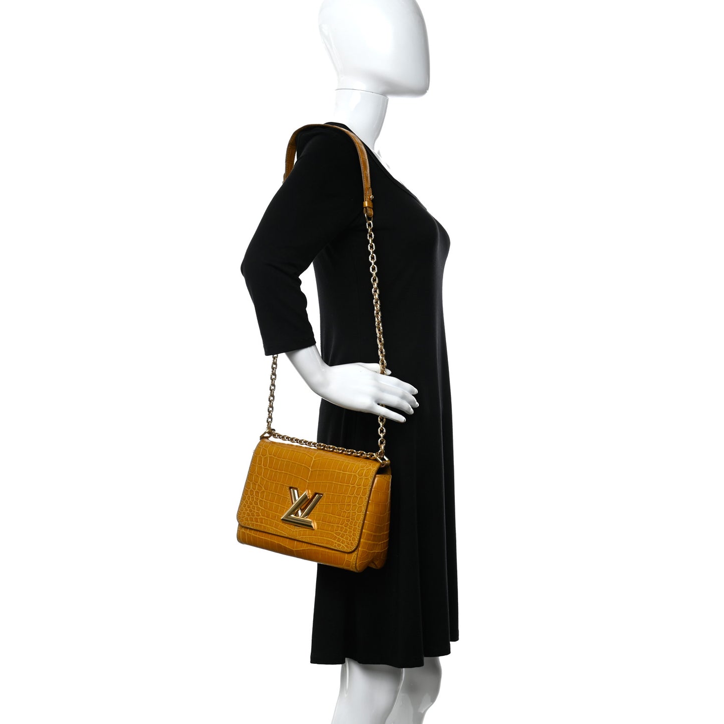Crocodile Twist Shoulder Bag MM Jaune D'or
