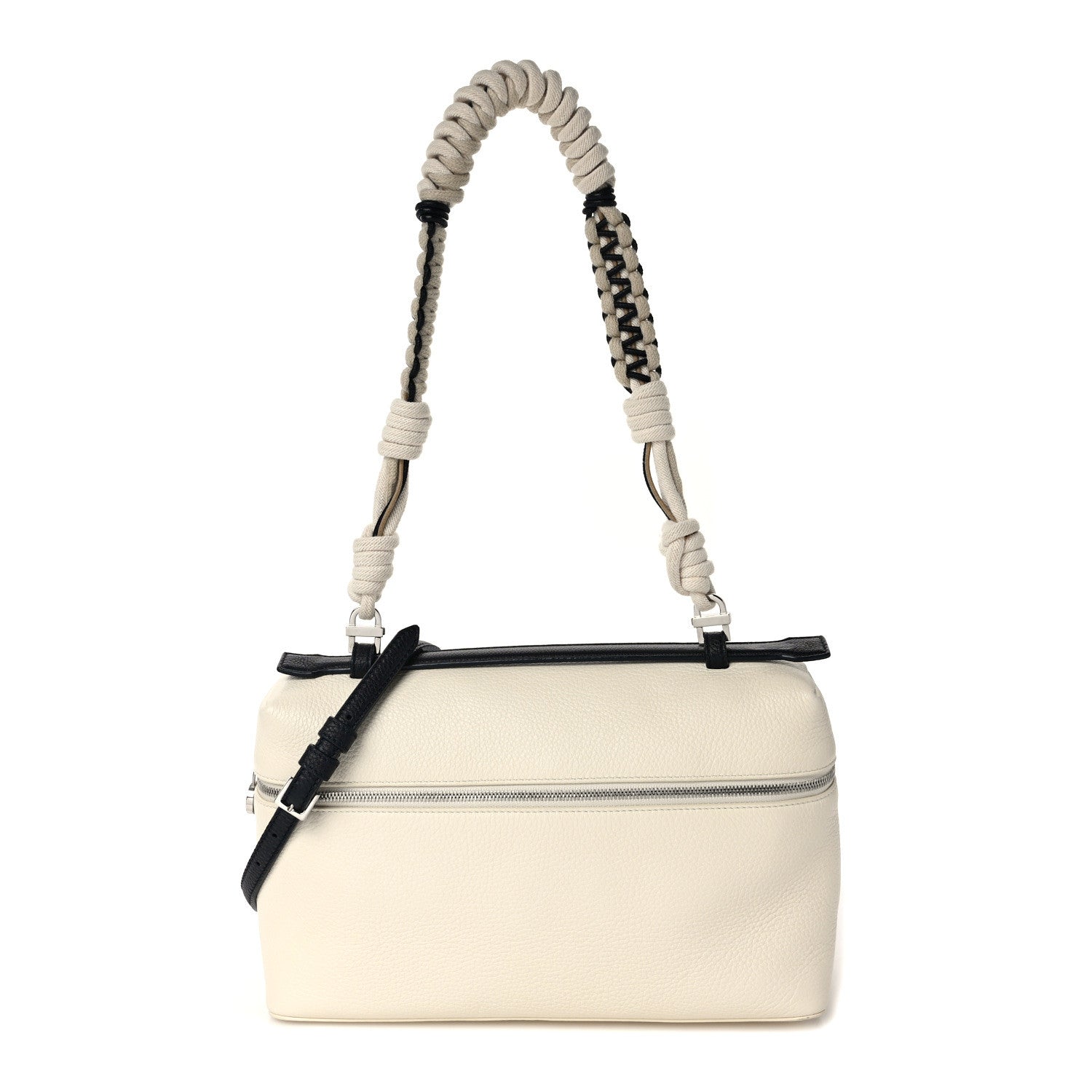 Loro Piana Grained Calfskin Braided L27 Extra Pocket Pouch Whisper White Blue Marine 1 of 9