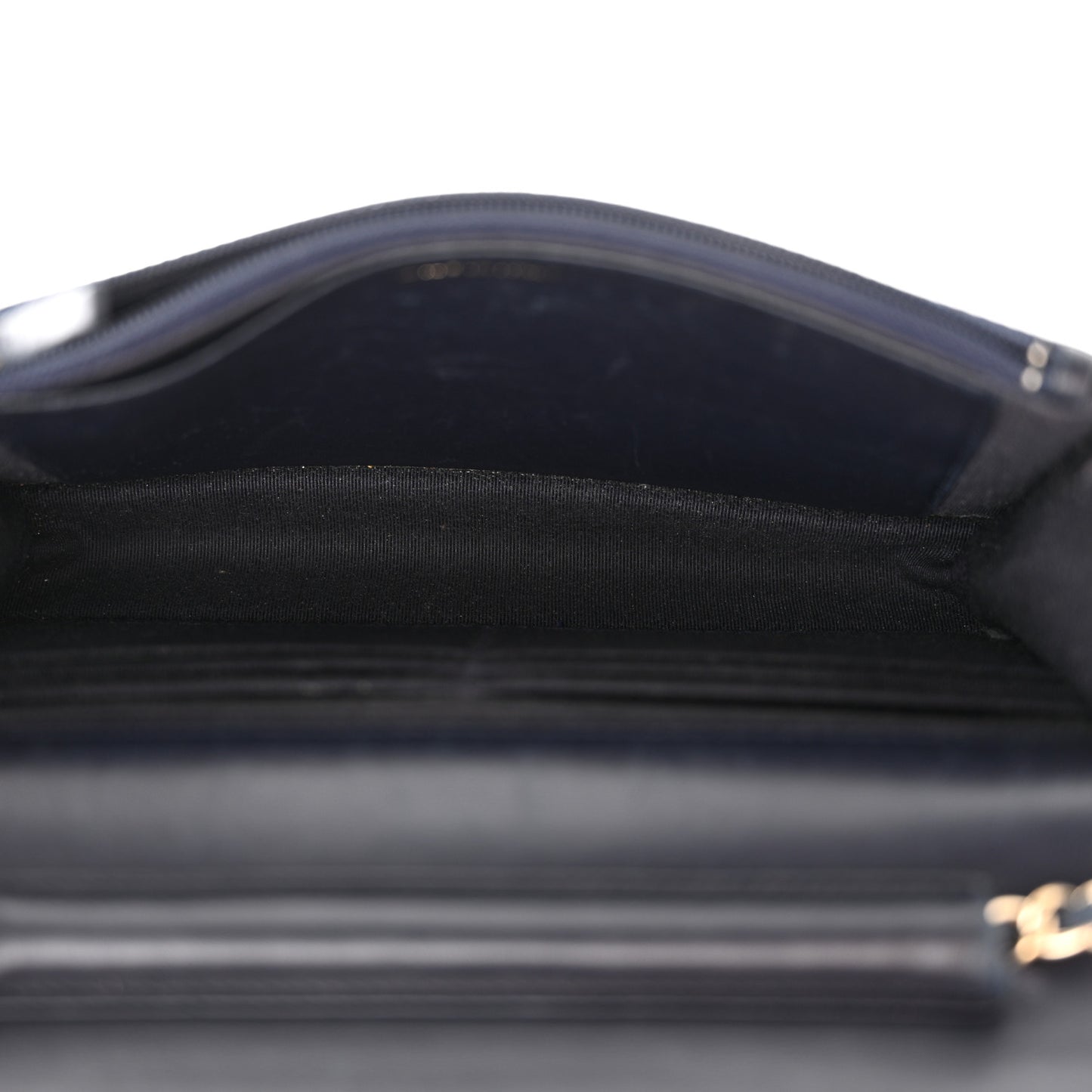 Lambskin Quilted Wallet On Chain WOC Navy Blue