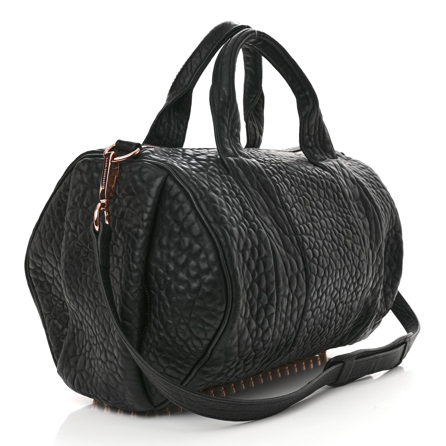 Pebbled Lambskin Rocco Black Rose Gold Hardware