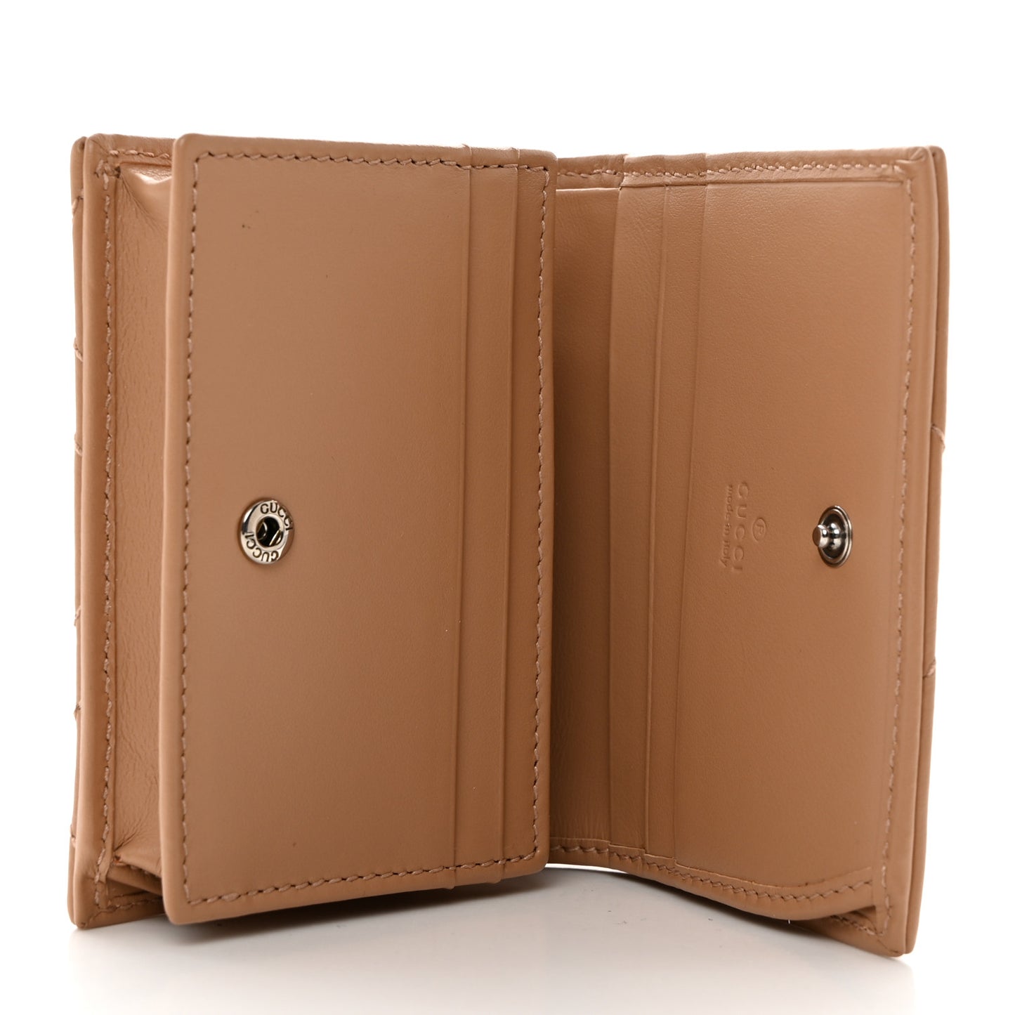 Calfskin Matelasse Monochrome GG Marmont Card Case Wallet Camelia