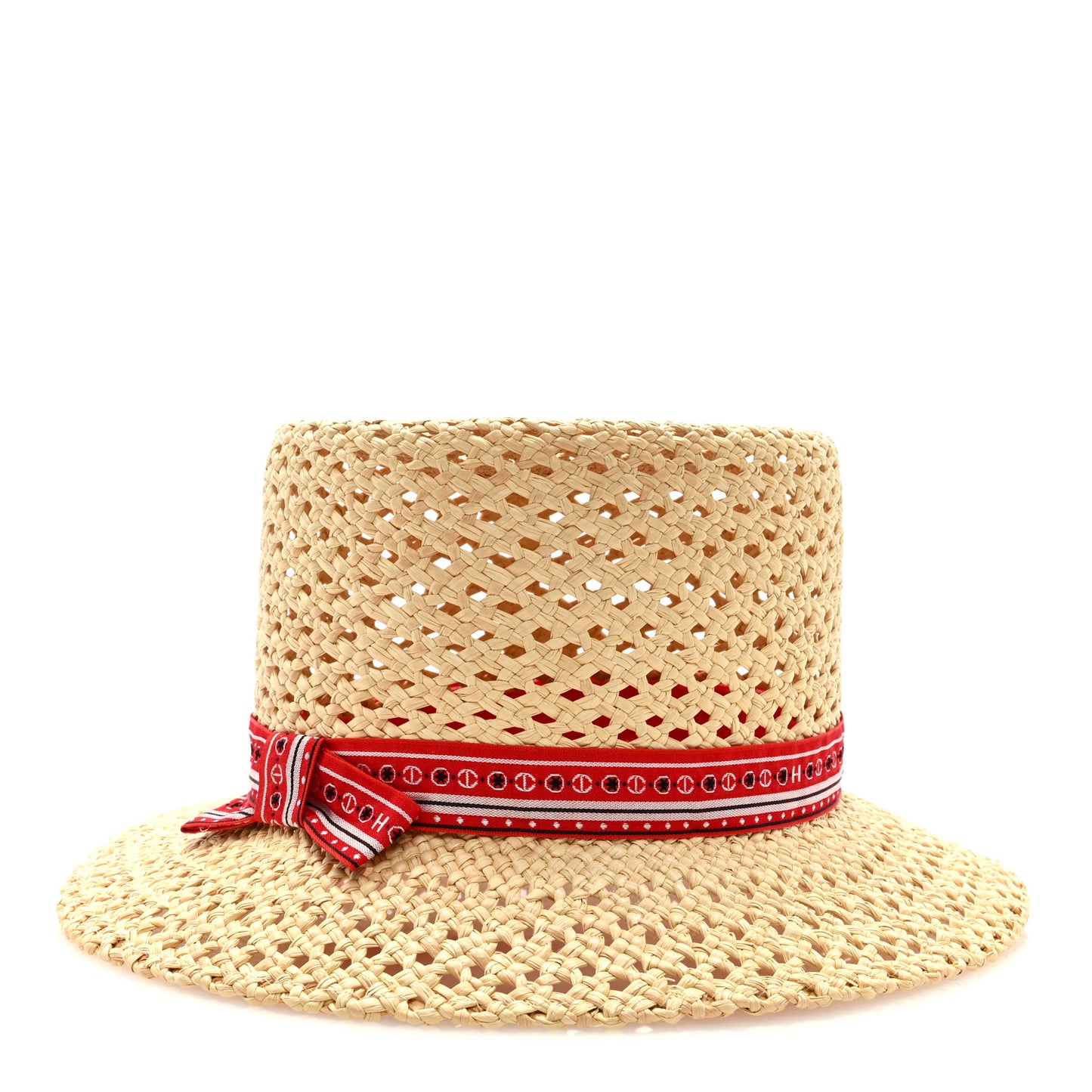 Straw Adele Panama Hat 56 Black Naturel Rouge