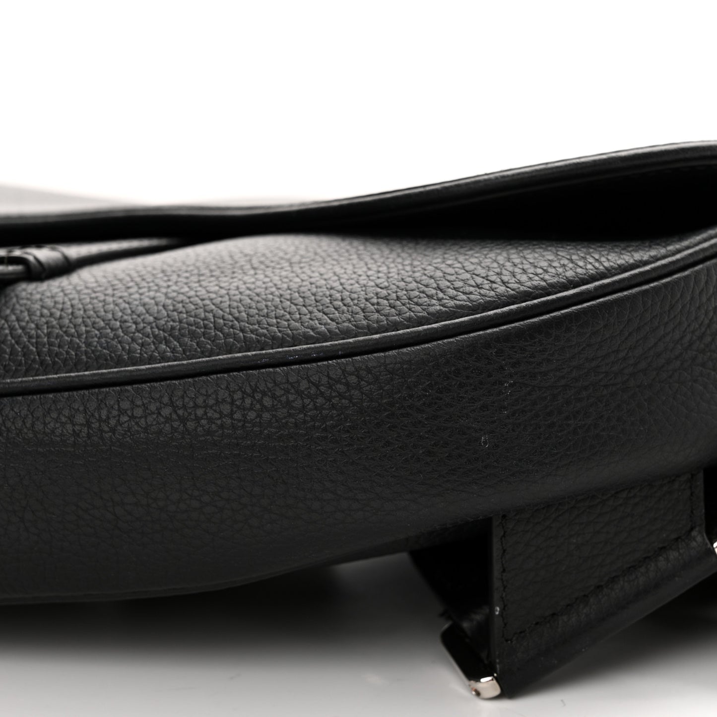 Grained Calfskin Mens Mini Saddle Bag Black