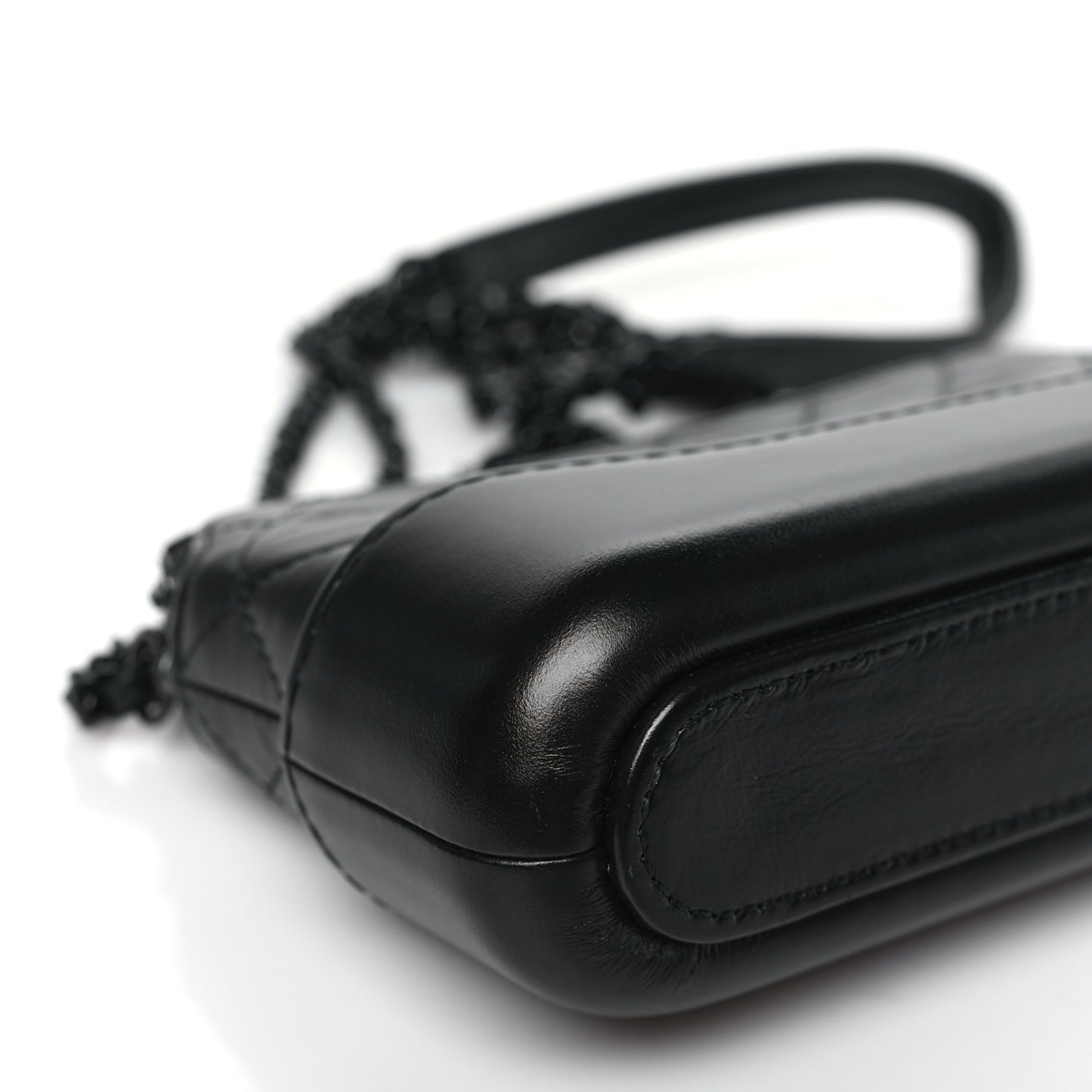 Aged Calfskin Quilted Small Gabrielle Clutch With Chain So Black
