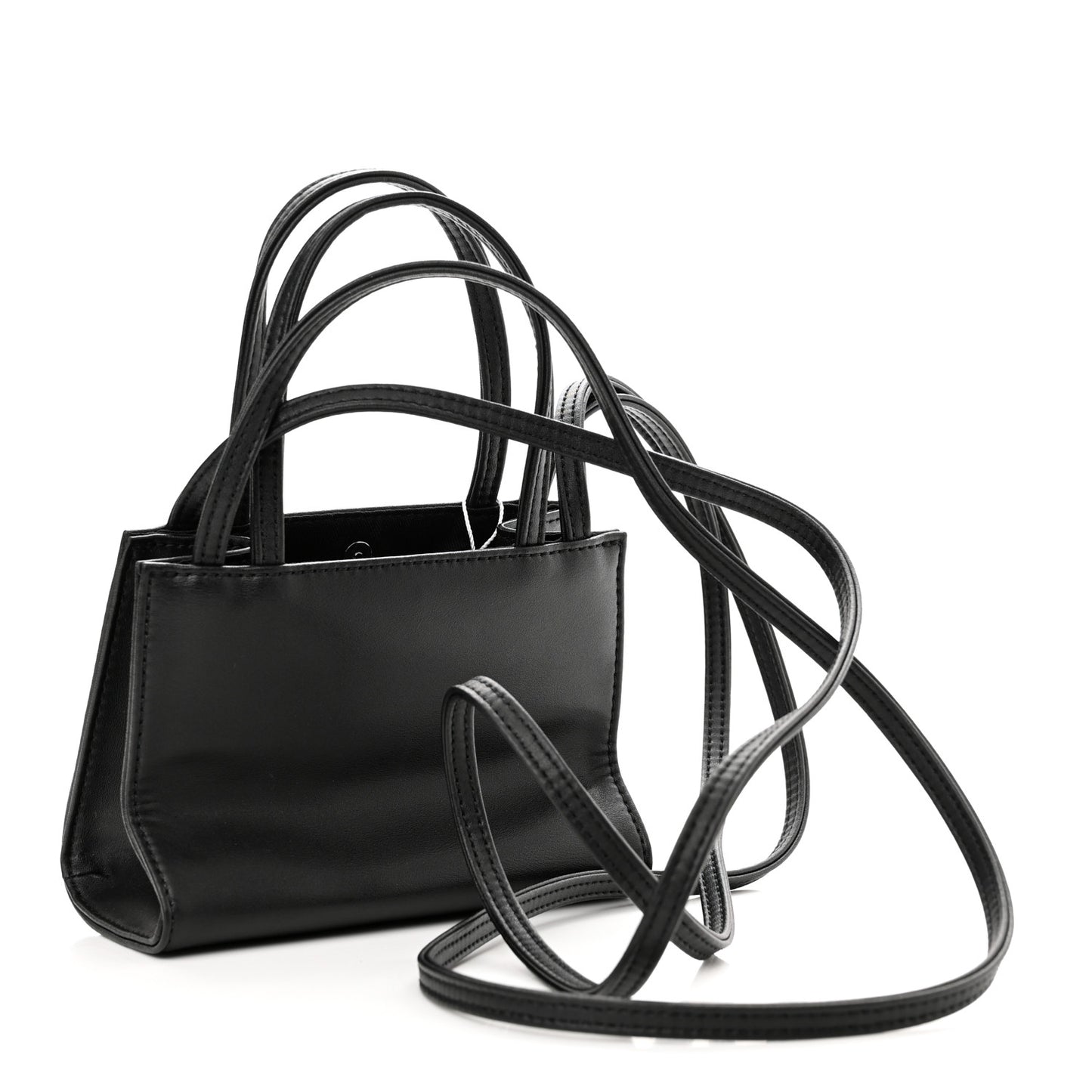 Vegan Leather Small Shopping Bag Black