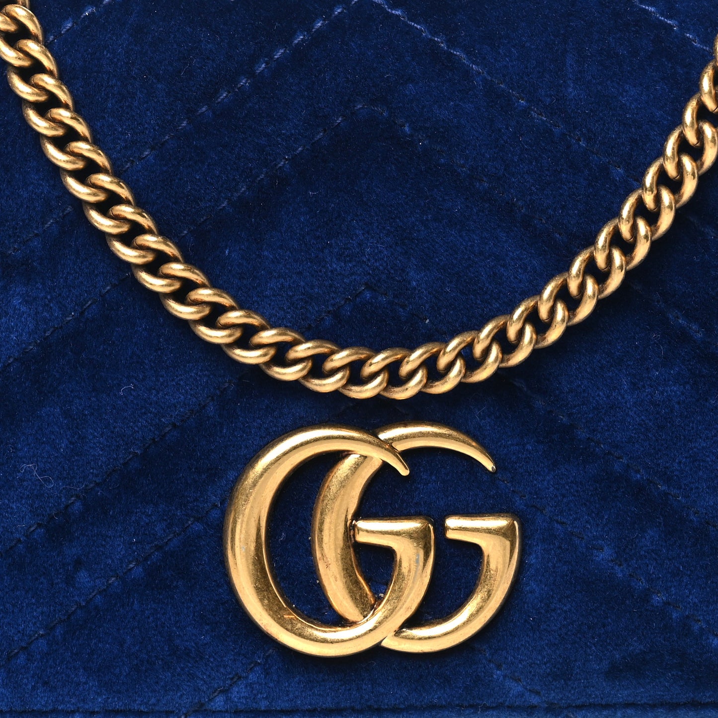 Velvet Matelasse GG Marmont Mini Bag Cobalt Blue