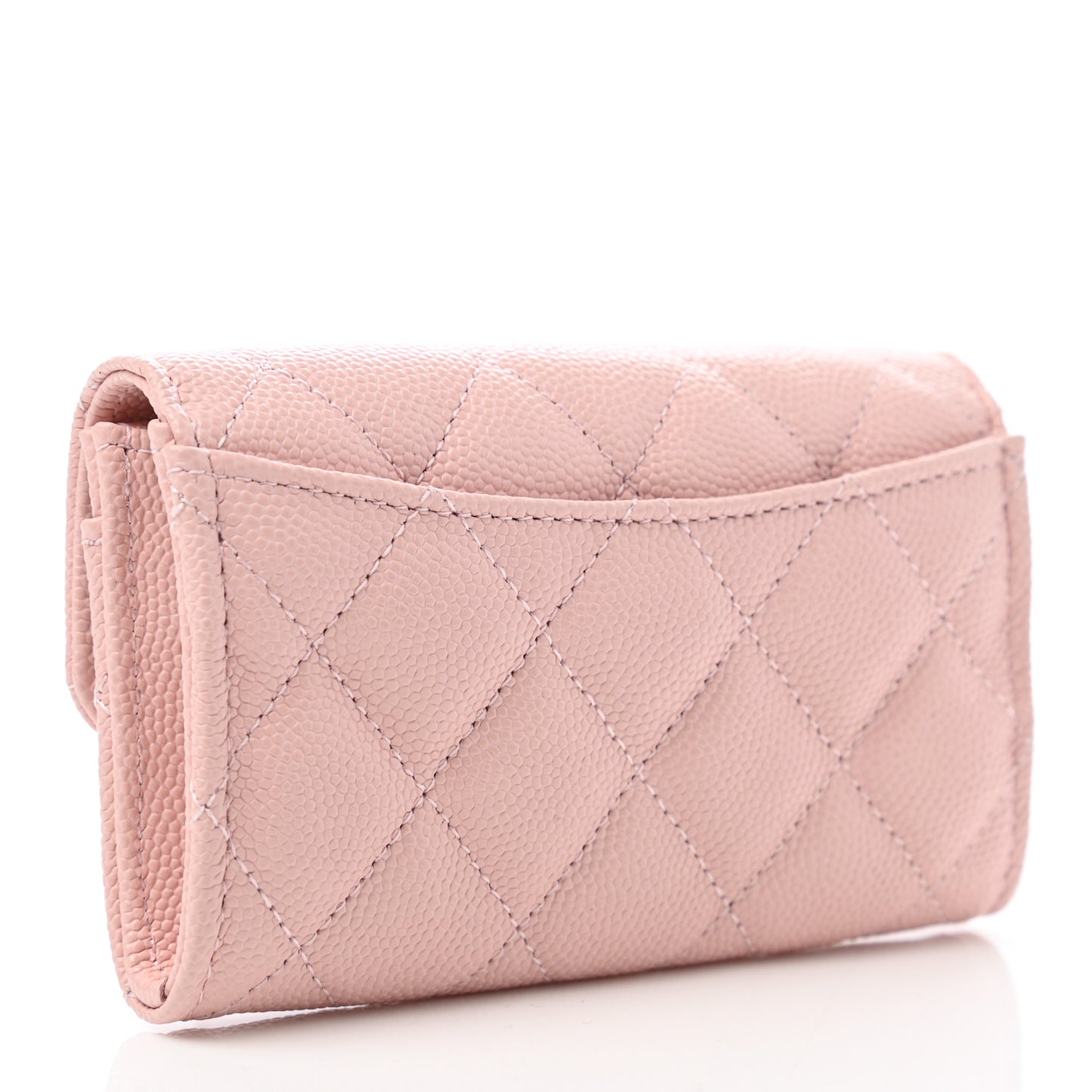 Caviar Quilted Flap Card Holder Wallet Light Pink