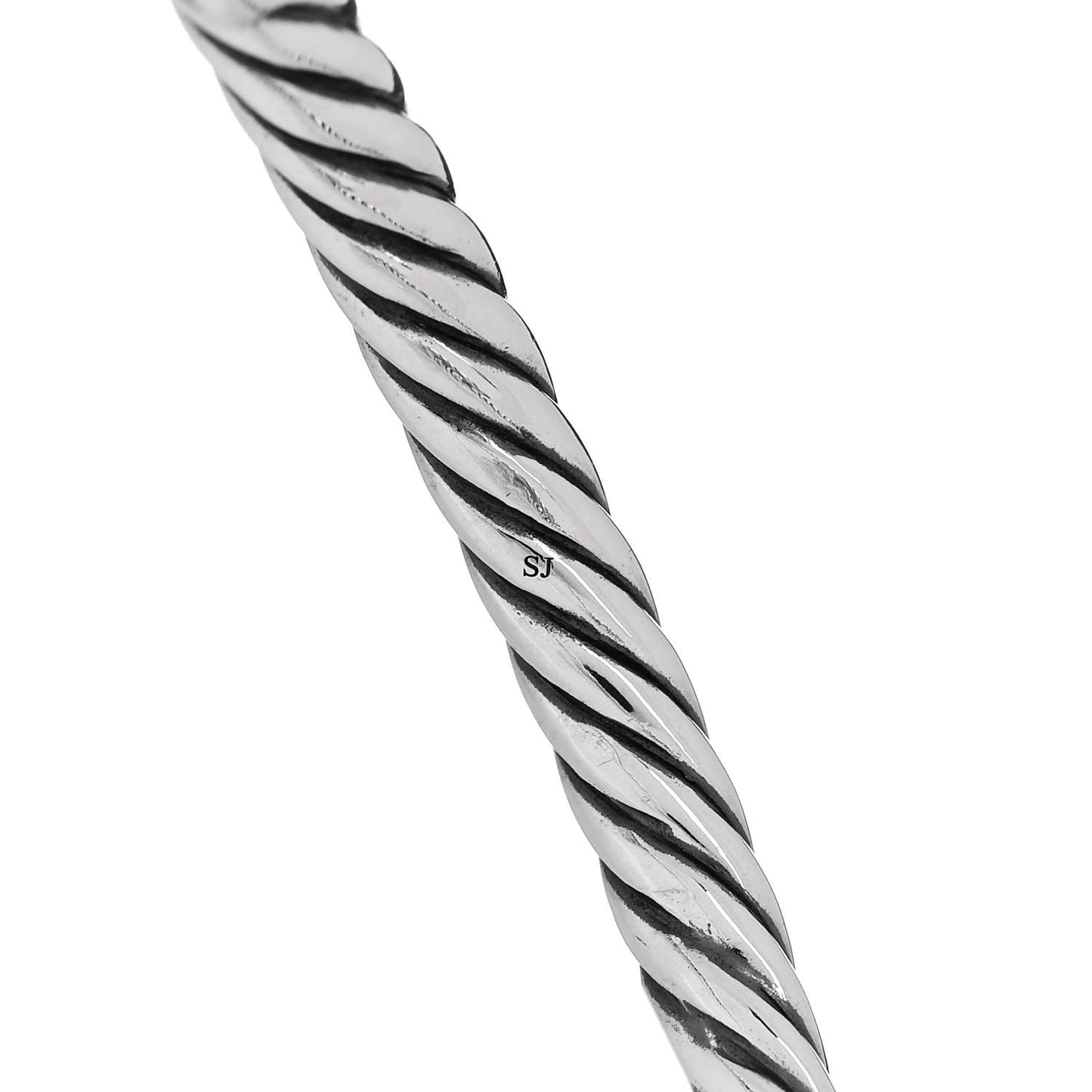 Sterling Silver Diamond 12mm Willow Open Single Row Bracelet