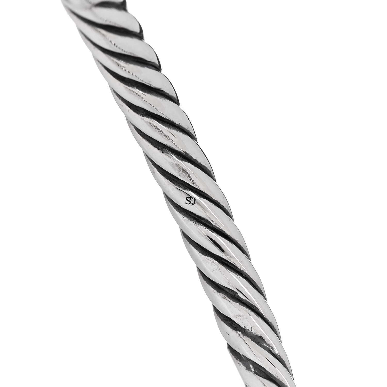 David Yurman Sterling Silver Diamond 12mm Willow Open Single Row Bracelet 3 of 5