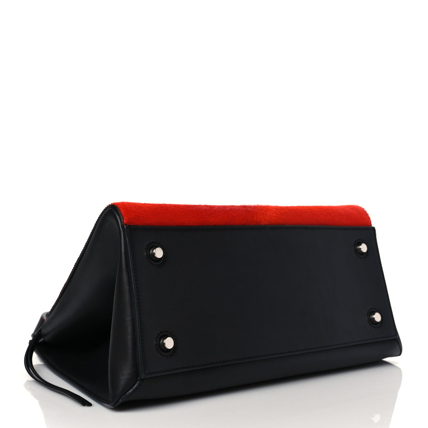 Pony Hair Medium Edge Shoulder Bag Vermillion