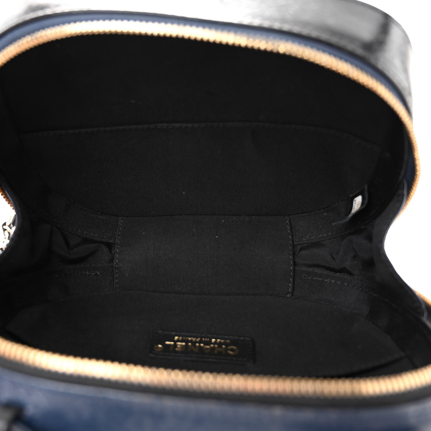 Chanel Calfskin Stitched Vanity Case Black Navy 5 of 10