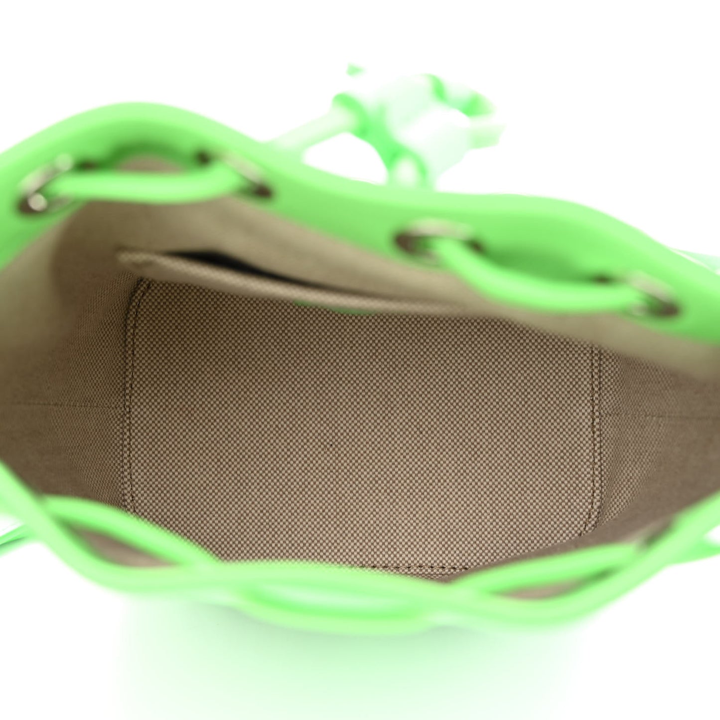 Calfskin Drawstring Logo Bucket Bag Green