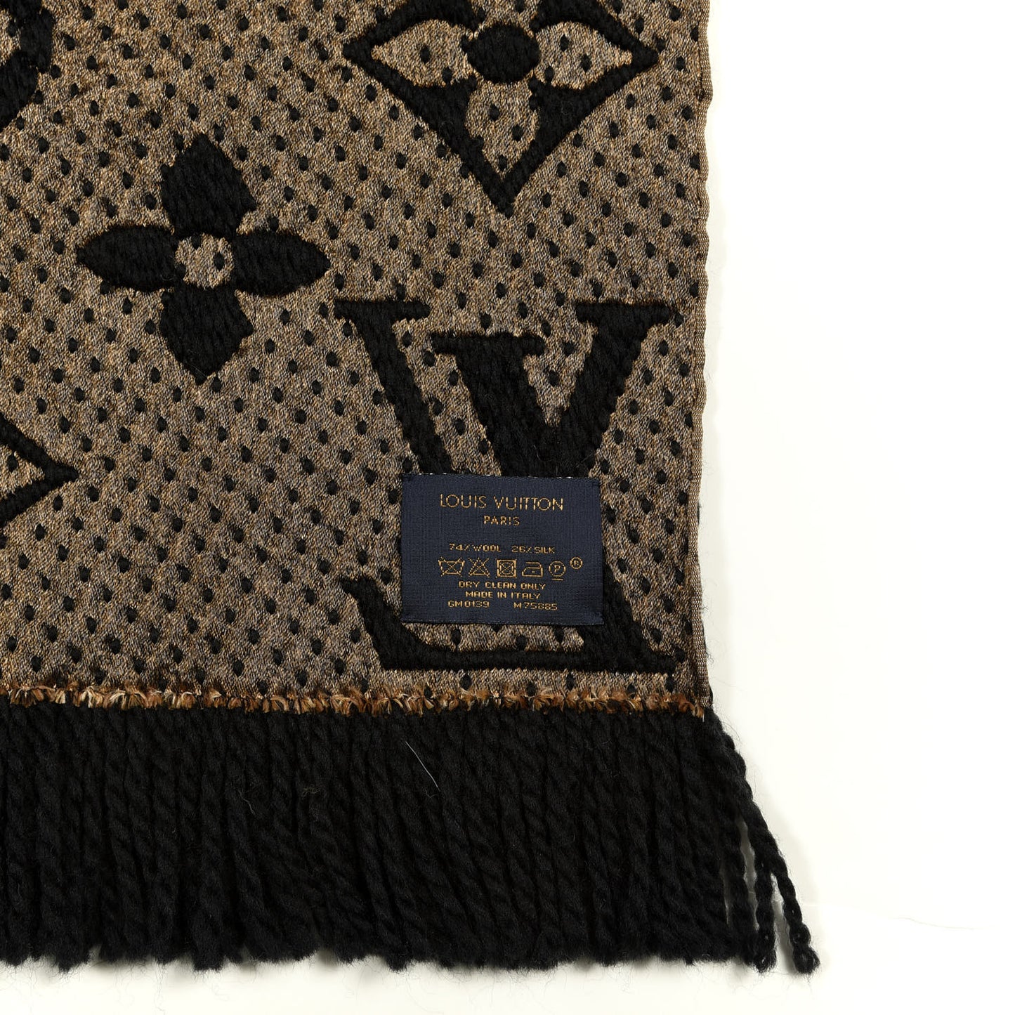 Wool Silk Monogram Giant Jungle Logomania Shine Scarf Black