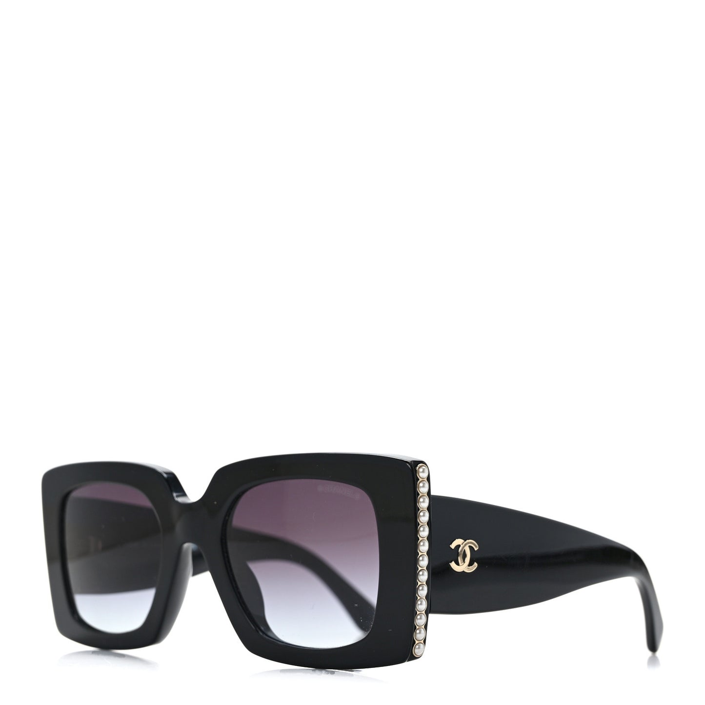 Acetate Pearl Rectangle Sunglasses 5480-H-A Black