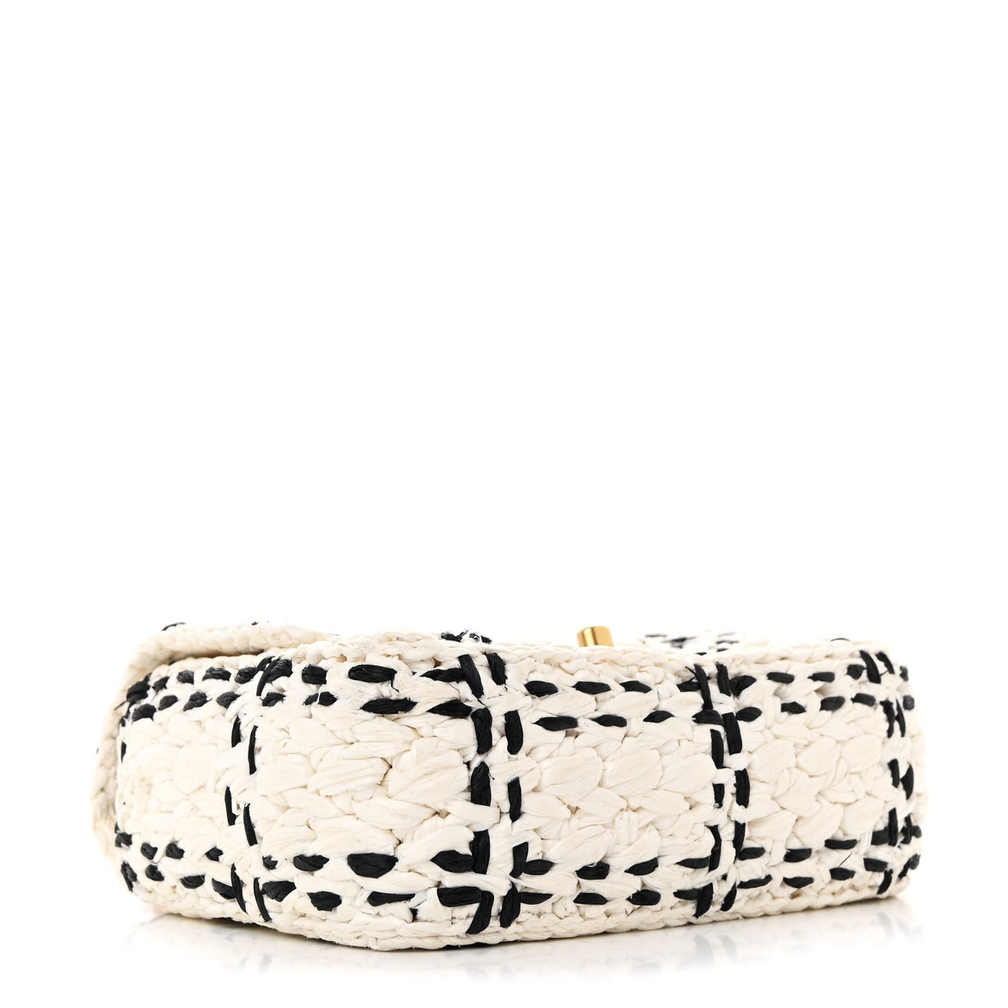 Raffia Effect Tweedy Mini Flap Bag White Black