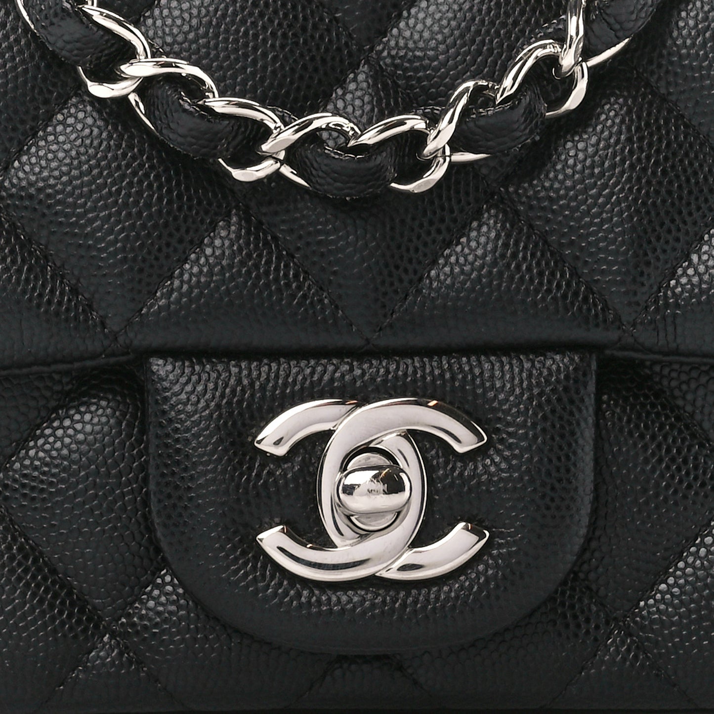 Caviar Quilted Mini Square Flap Black