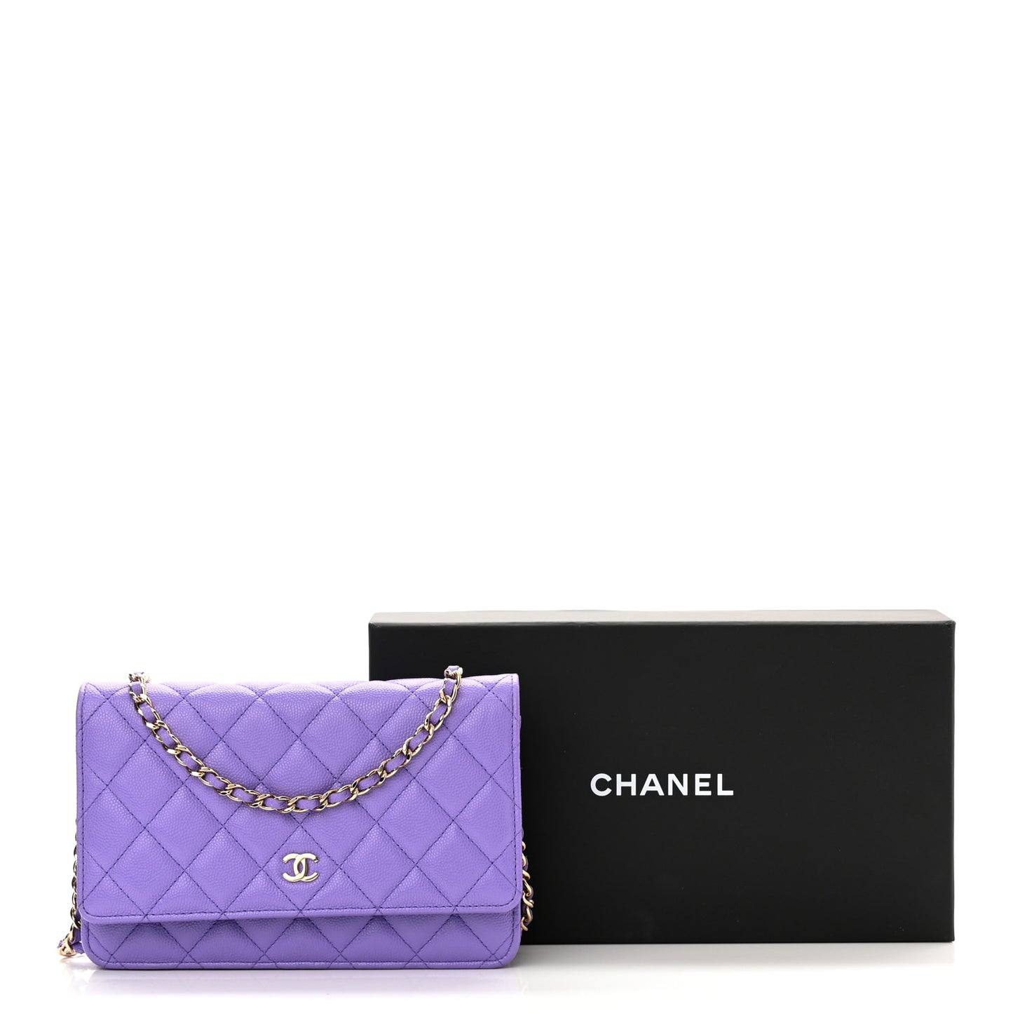 Caviar Quilted Wallet On Chain WOC Purple