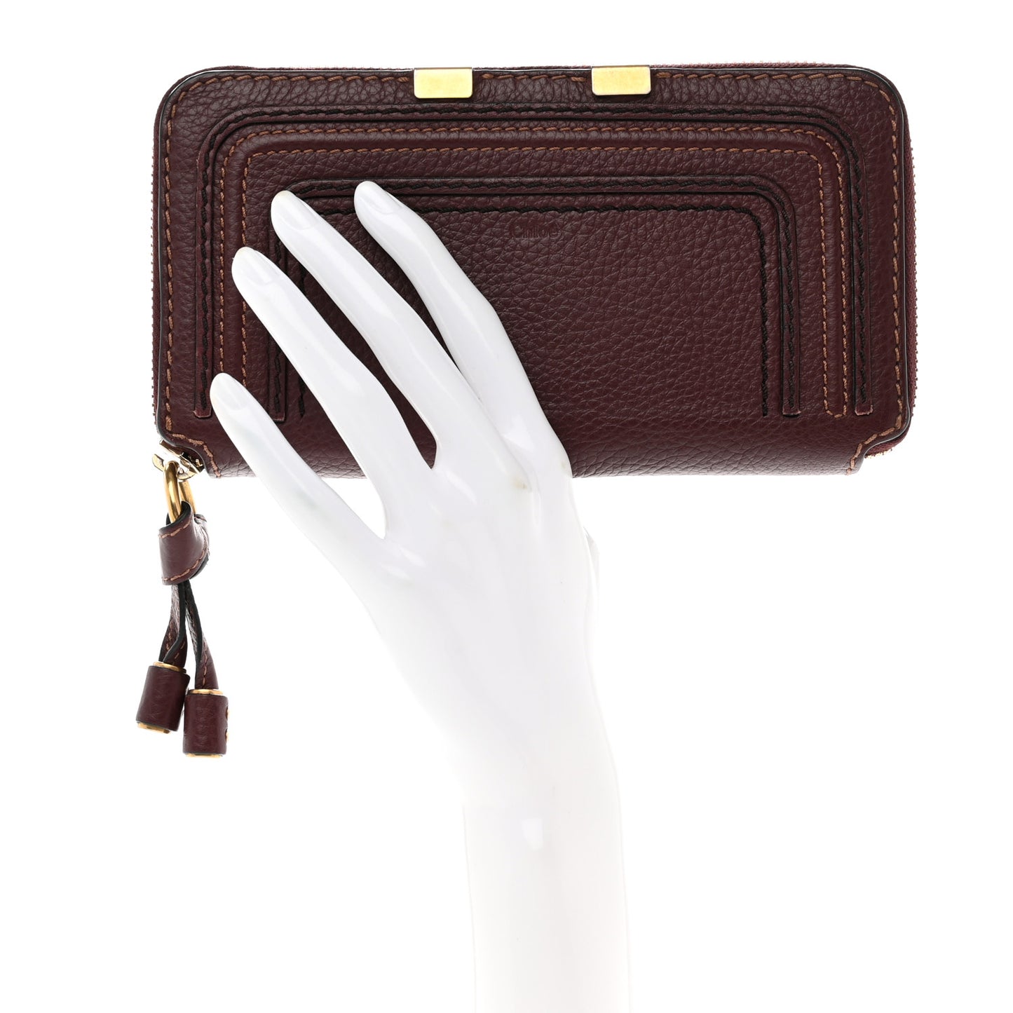 Grained Calfskin Marcie Long Zip Around Wallet Dark Velvet