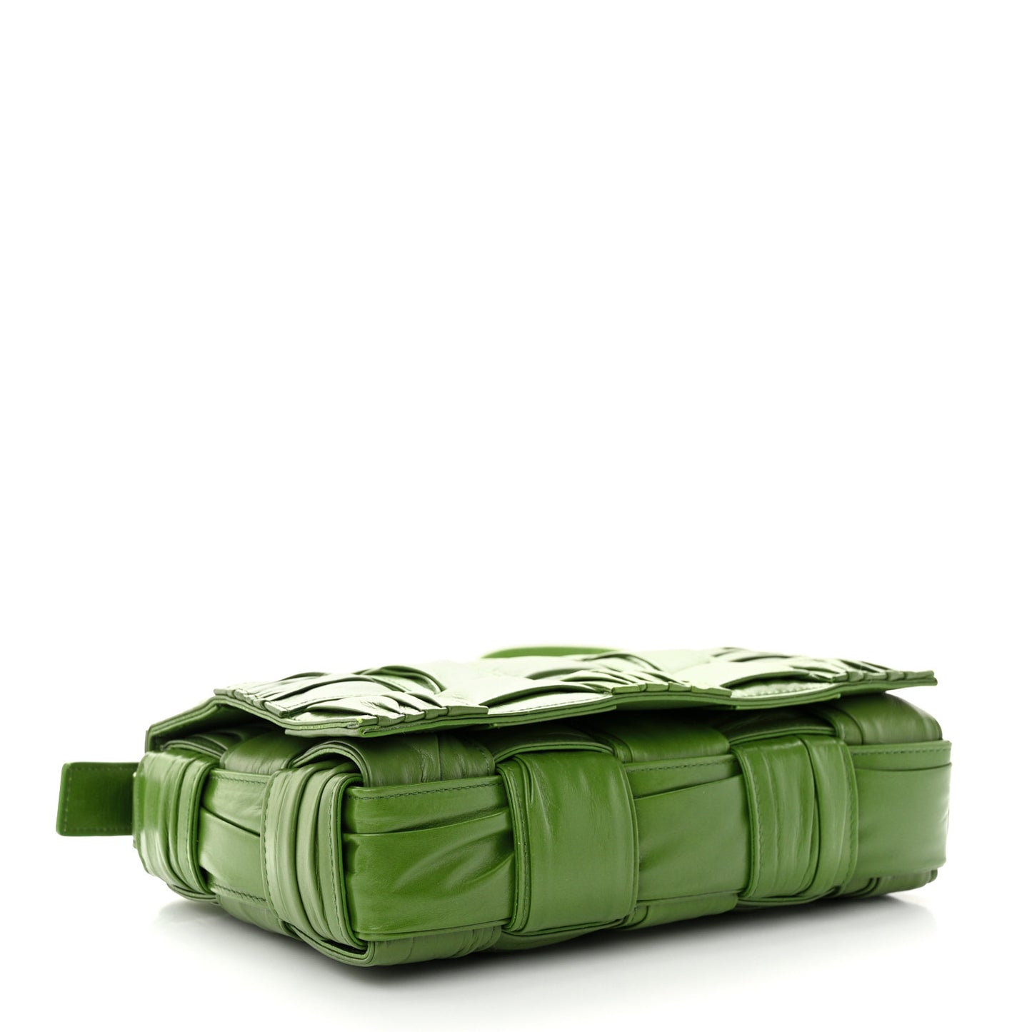 Calfskin Intreccio Plisse Cassette Crossbody Bag Avocado