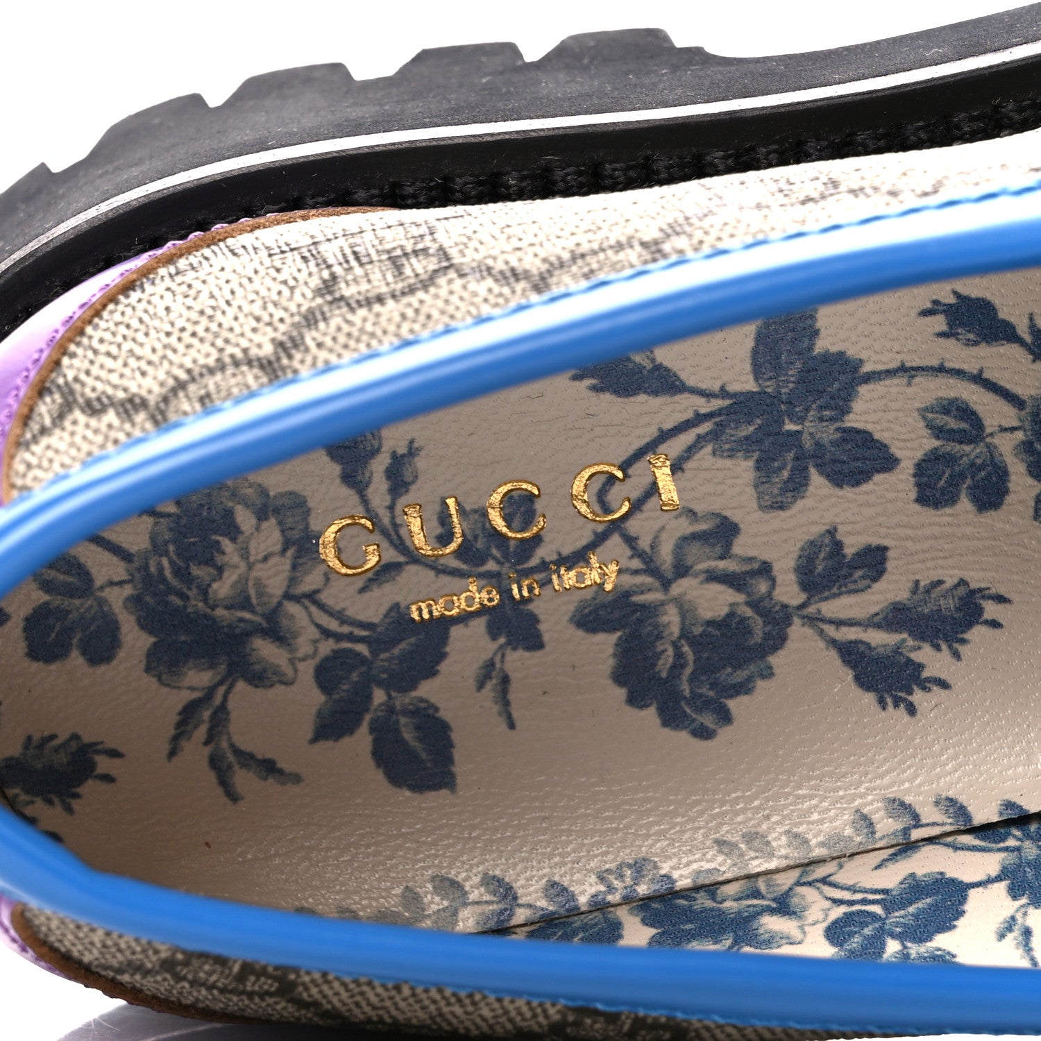Gucci GG Supreme Monogram Cordovan Lux Womens Harald Horsebit 25mm Platform Loafers 37 Beige Sugar Pink Crop Shine Purple Marine 7 of 9