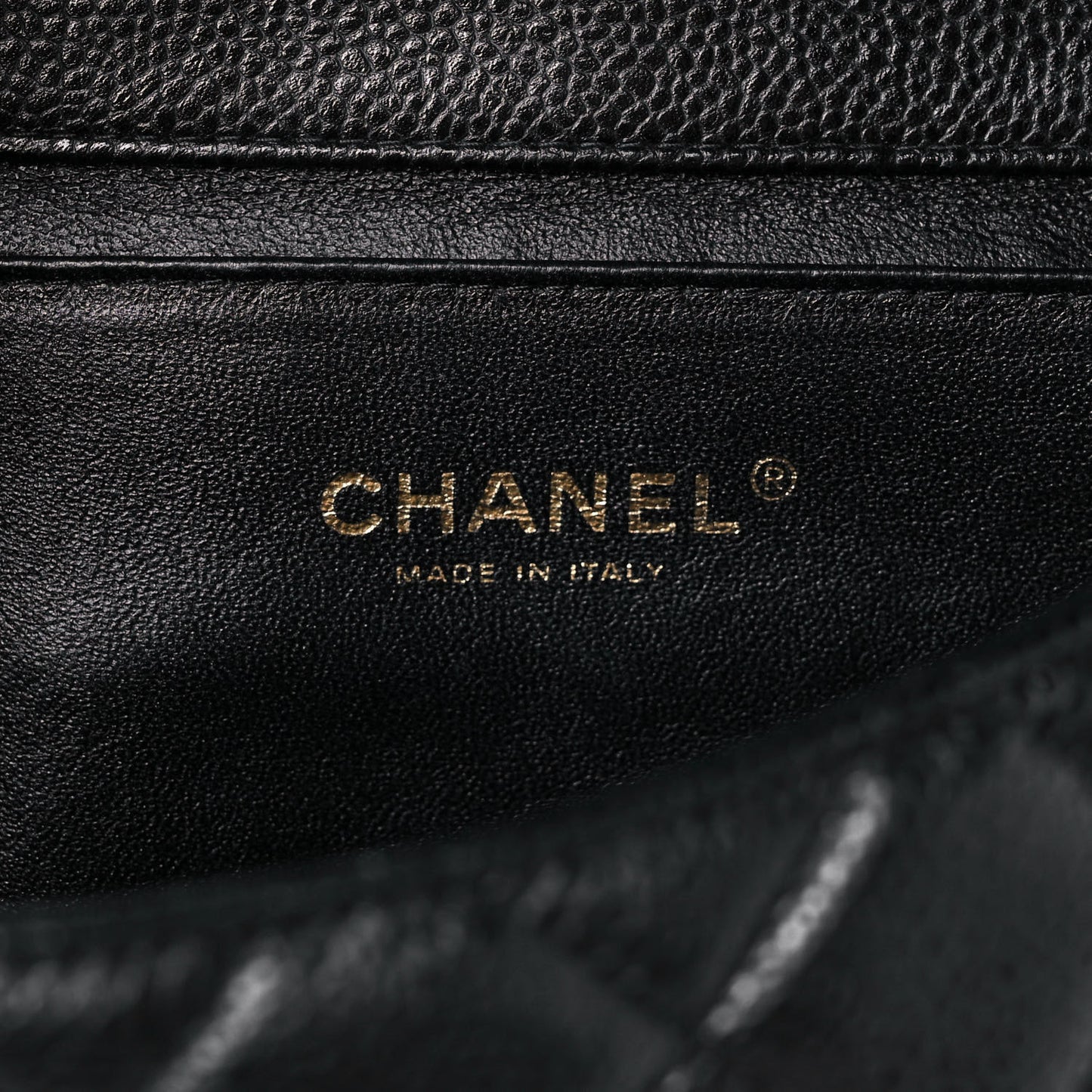 Caviar Quilted Clutch With Chain Flap Black