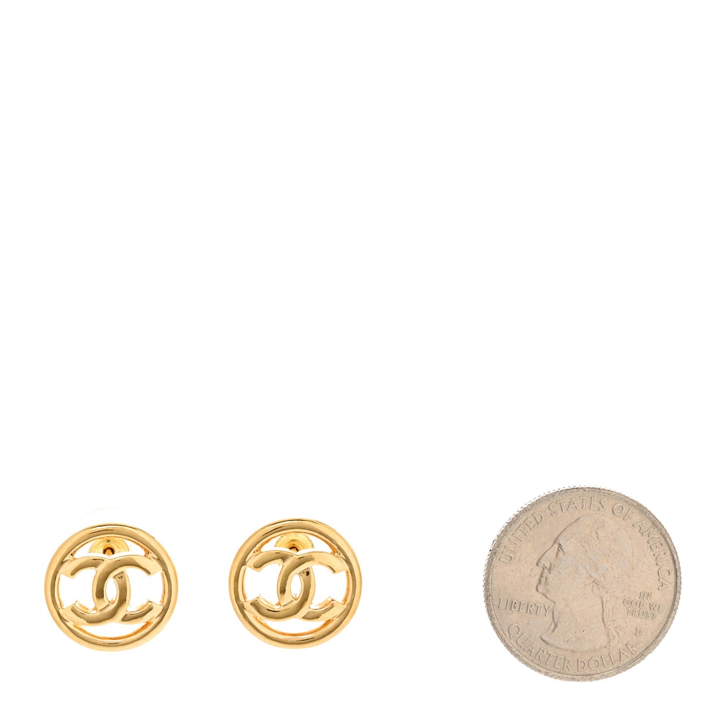 Metal CC Round Earrings Gold