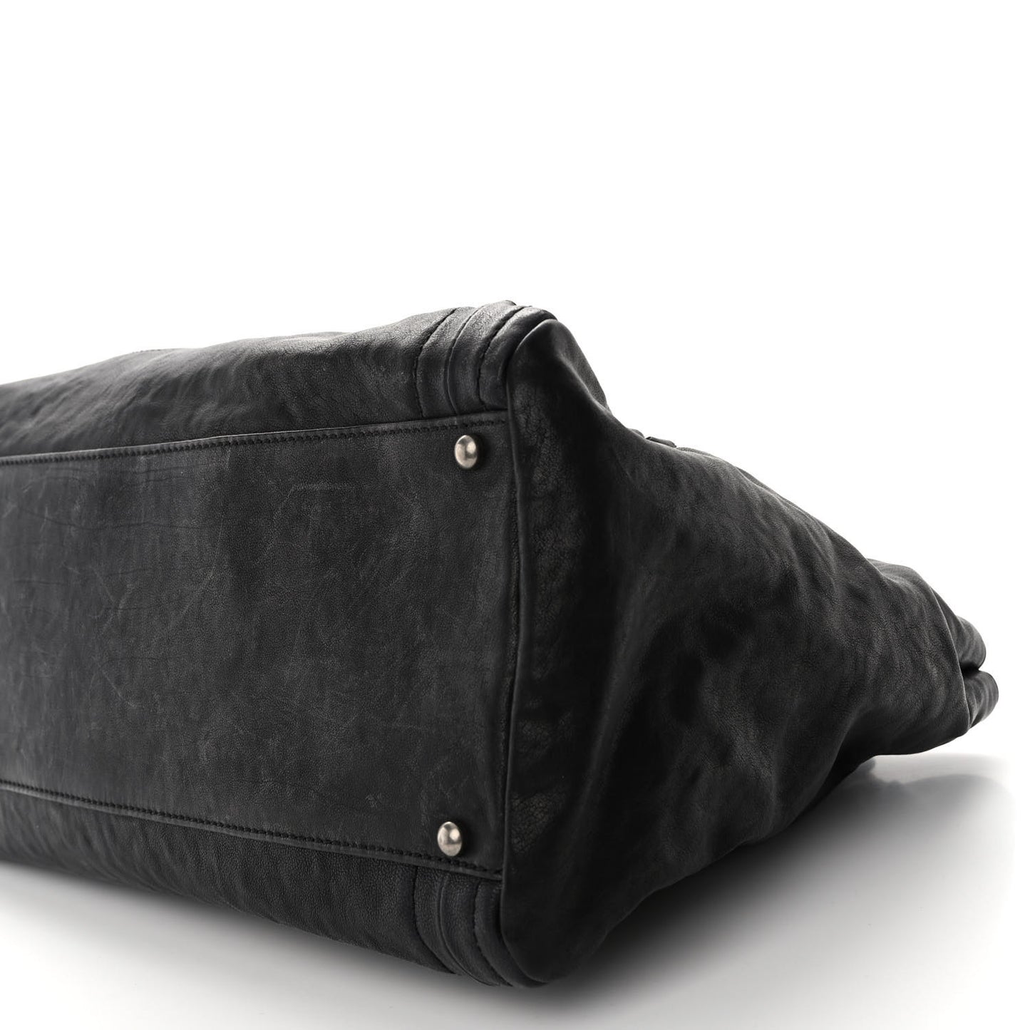Glazed Calfskin East West Modern Chain Tote Black