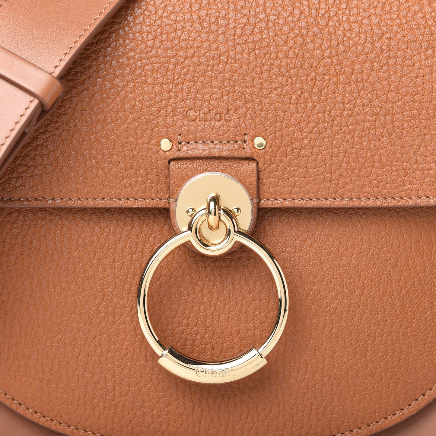 Grained Calfskin Large Tess Bag Caramel
