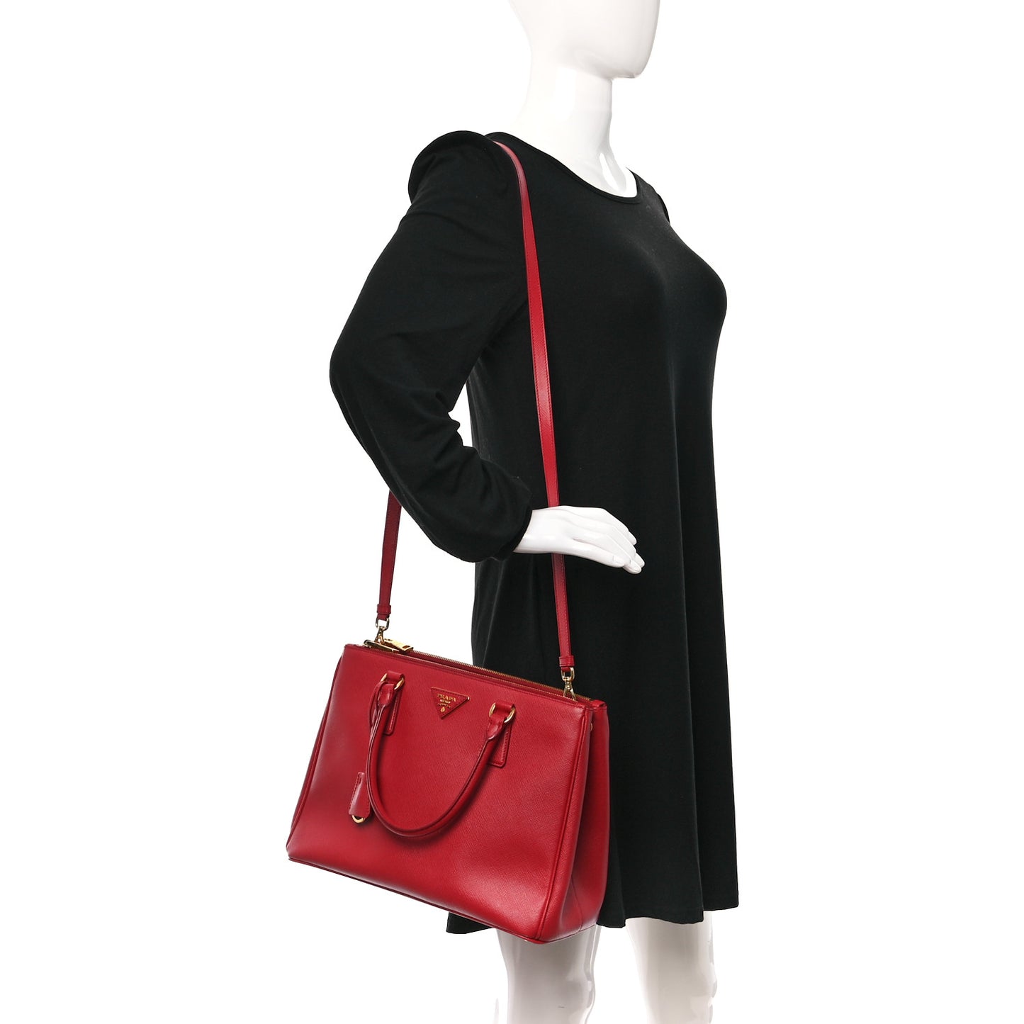 Saffiano Lux Large Galleria Double Zip Tote Fuoco